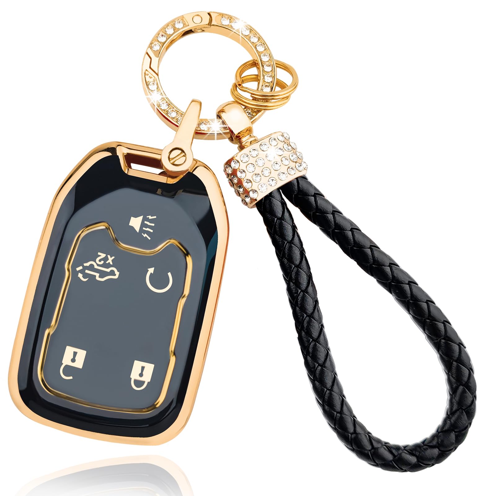 OLLEN Key Fob Cover Fit for GMC Acadia/Terrain/Sierra, Fit for Chevy Silverado 2019-2022, Full Protection Soft TPU Key Case, 5 B