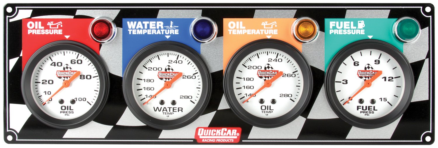 Quickcar Racing Products QRP61-6021 4 Gauge Panel - OP-WT-OT-FP