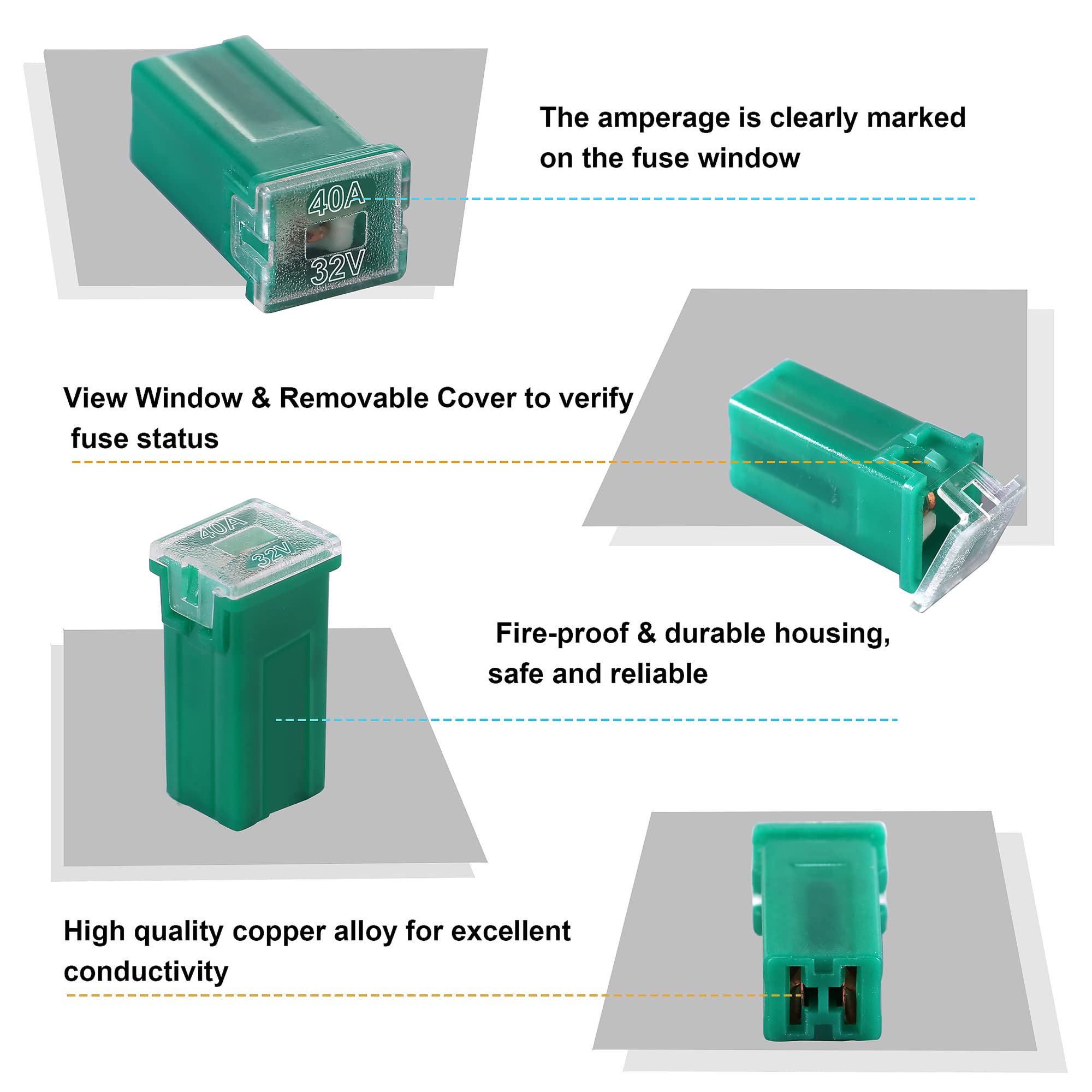 Crocsee 30 Pieces Car Fuses Assortment Kit, Tall/Standard And Low Profile Box Shaped Automotive Fuses For Ford, Chevy/Gm, Chrysler/Dodge, And Toyota Pickup Trucks, Cars And Suvs