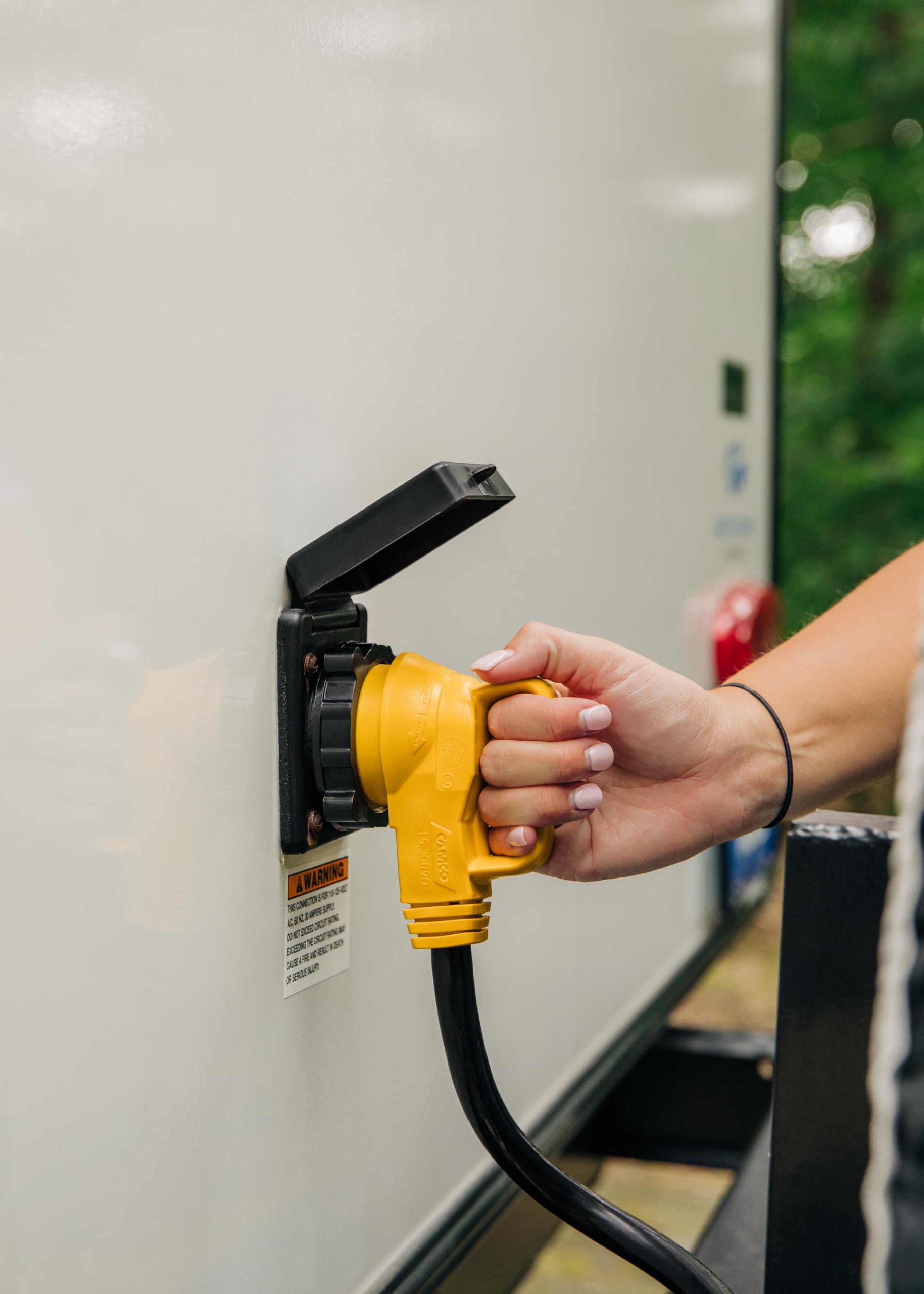 Camco Power Grip 50-Ft 30 Amp Rv Extension Cord W/90 Locking End - Rated For 125V / 3,750W - Features Threaded Locking Ring For