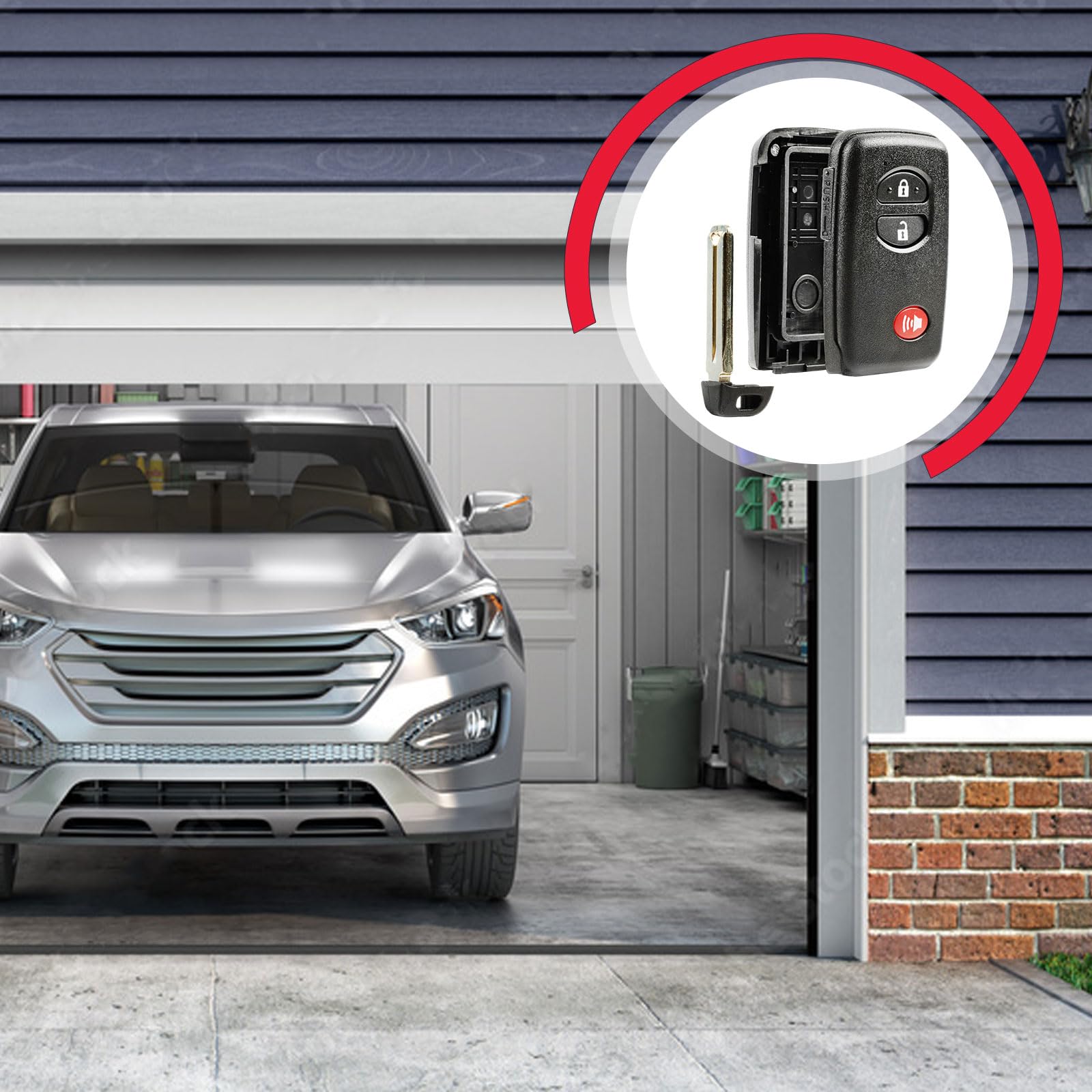 Smart Key Fob Keyless Entry Remote Shell Case & Pad Fits Toyota Highlander Prius Rav4 Venza ( Hyq14Aab, Hyq12Acx, Hyq14Aem)