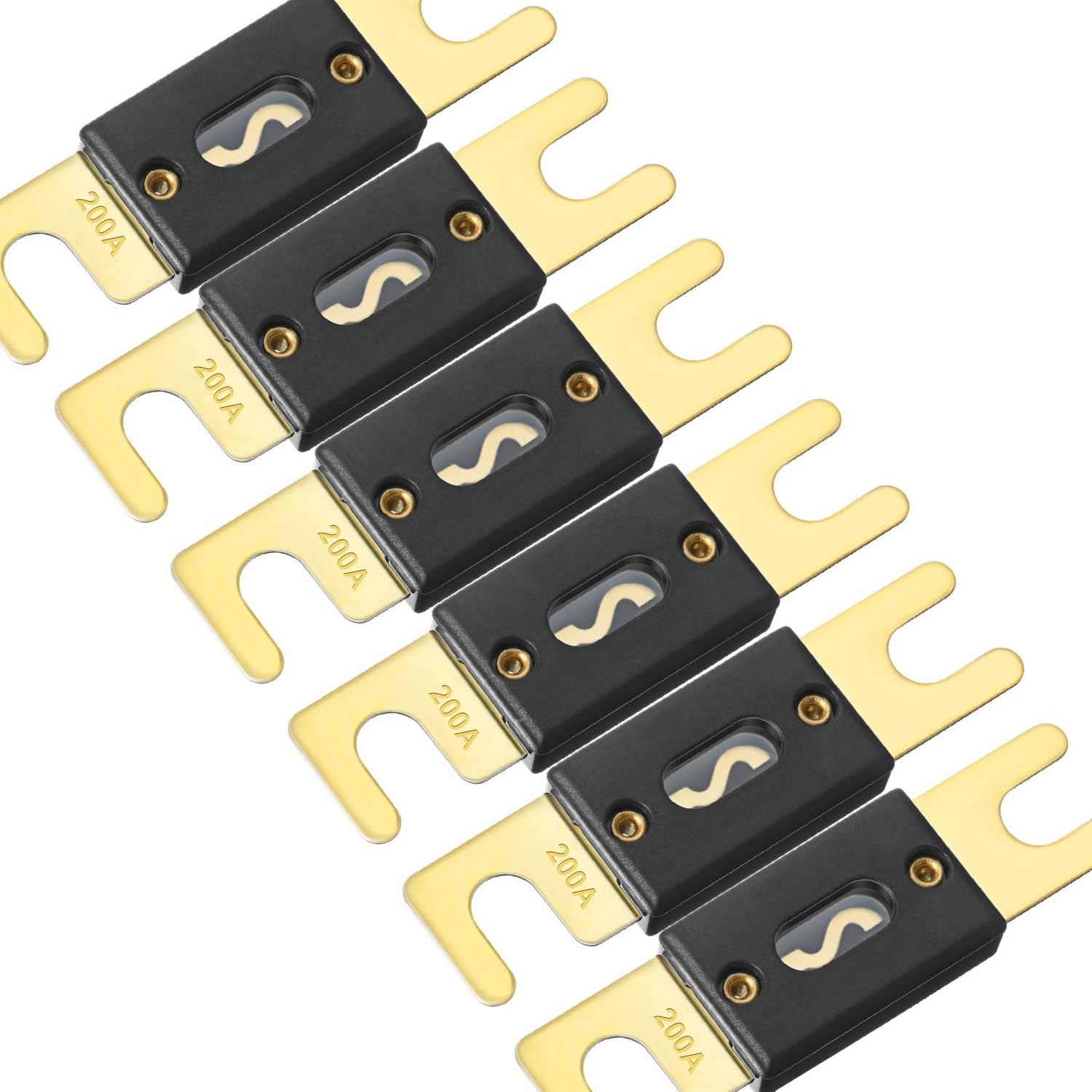 Smseace 6Pcs 200A Gold Plated Anl Fuse Protect Controller Used For Inverters And Car Audio And Other High Current Applications Anl-200A