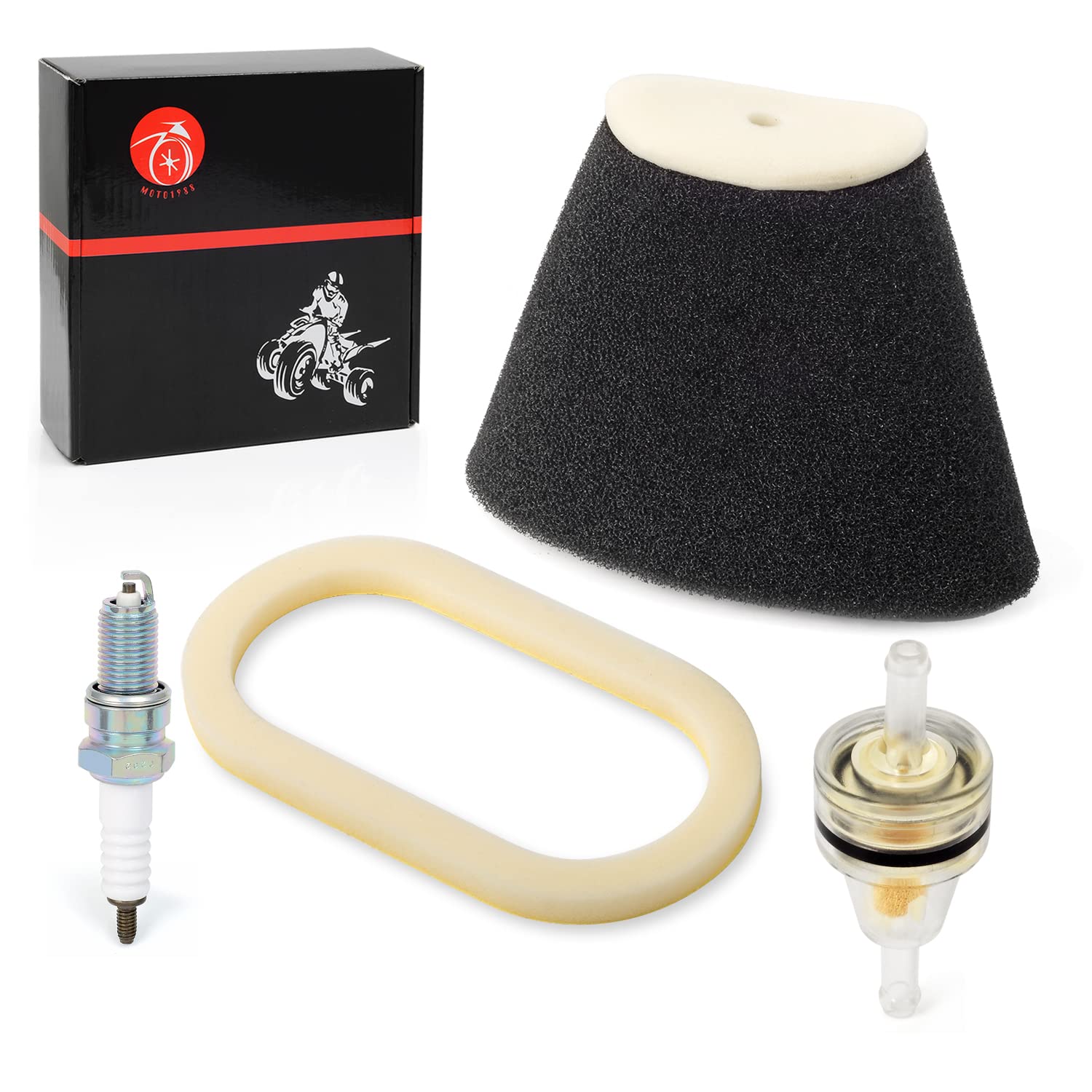 Air Filter Foam & Spark Plug Compatible With Yamaha Raptor 660R 660 R Yfm660R 2001 2002 2003 2004 2005 5Lp-14451-01-00