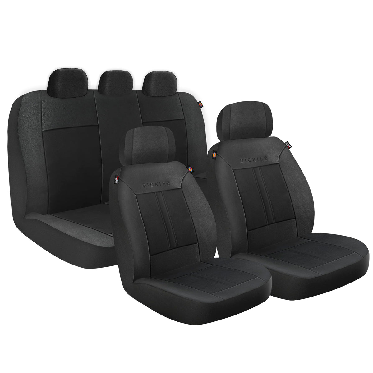 DICKIES 3-Piece Petersen Seat Covers, Vegan Leather Car Seat Covers, Front and Rear Seat Covers for Cars, Trucks, SUVs, Universa