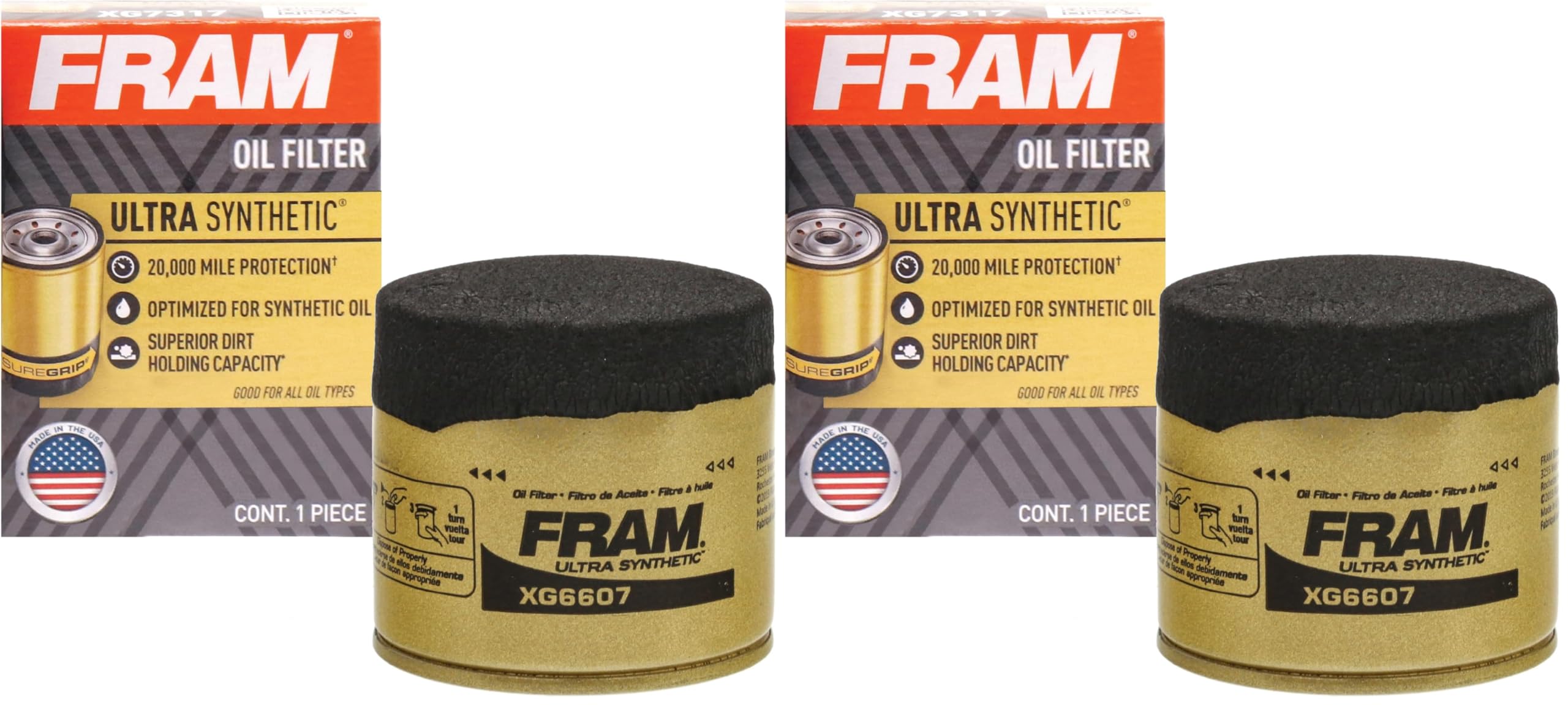 FRAM Ulta Synthetic Automotive Replacement Oil Filter, Designed for Synthetic Oil Changes Lasting up to 20k Miles, XG6607 with S