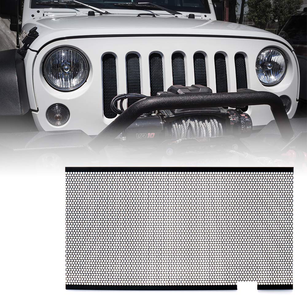 Xprite Black Aluminum Alloy Mesh Insert Compatible With Jeep Wrangler Jk Jku 2007-2018 Original Front Hood Matte Grill Grille Grid