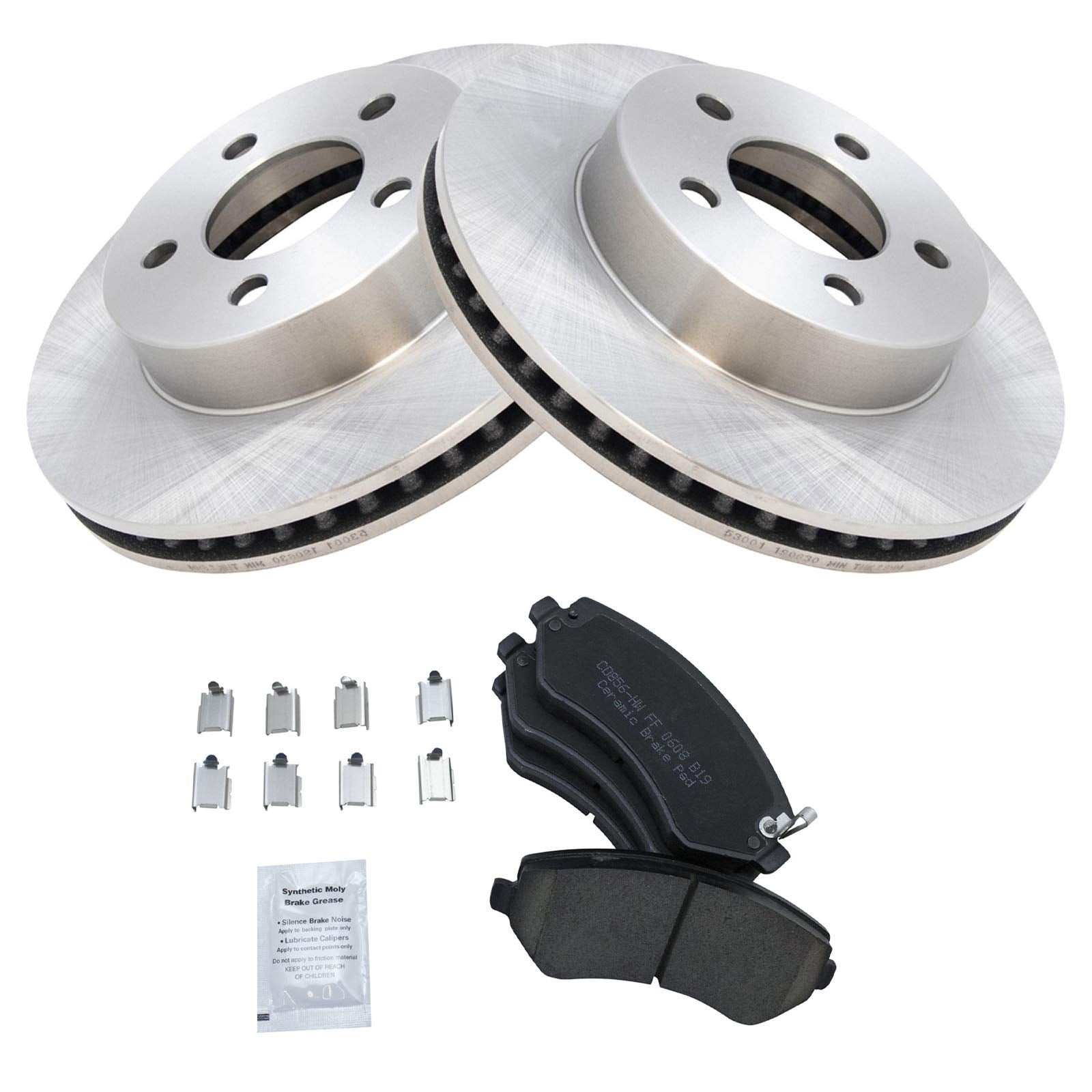 Trq Front Brake Pad & Rotor Kit Brake Pads Brake Rotor Ceramic Compatible With 2002-2007 Jeep Liberty