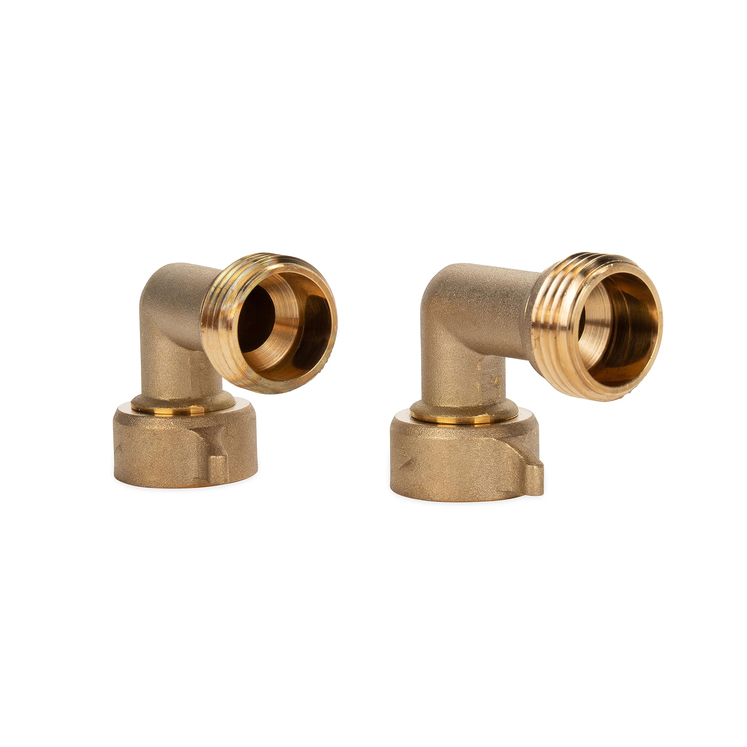 Camco 90-Degree Hose Elbow For Rvs - Solid Brass Construction- Certified Lead-Free - Features Convenient Easy Grip Connector - F