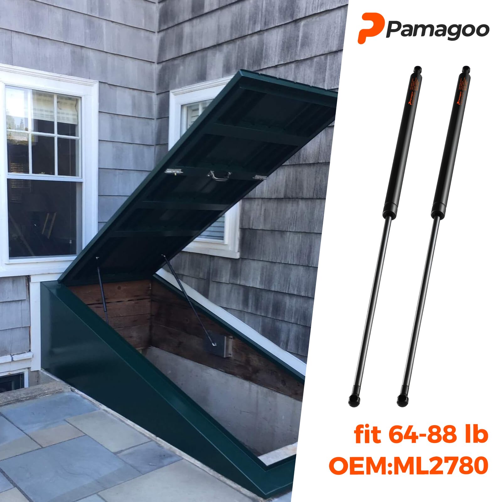 Pamagoo Ml2780 28 Inch Gas Strut 80 Lbs 356 N Per Shock, 2 Pack 28'' Spring Lift Supports For Tonneau Cover Truck Bed Cover Trav