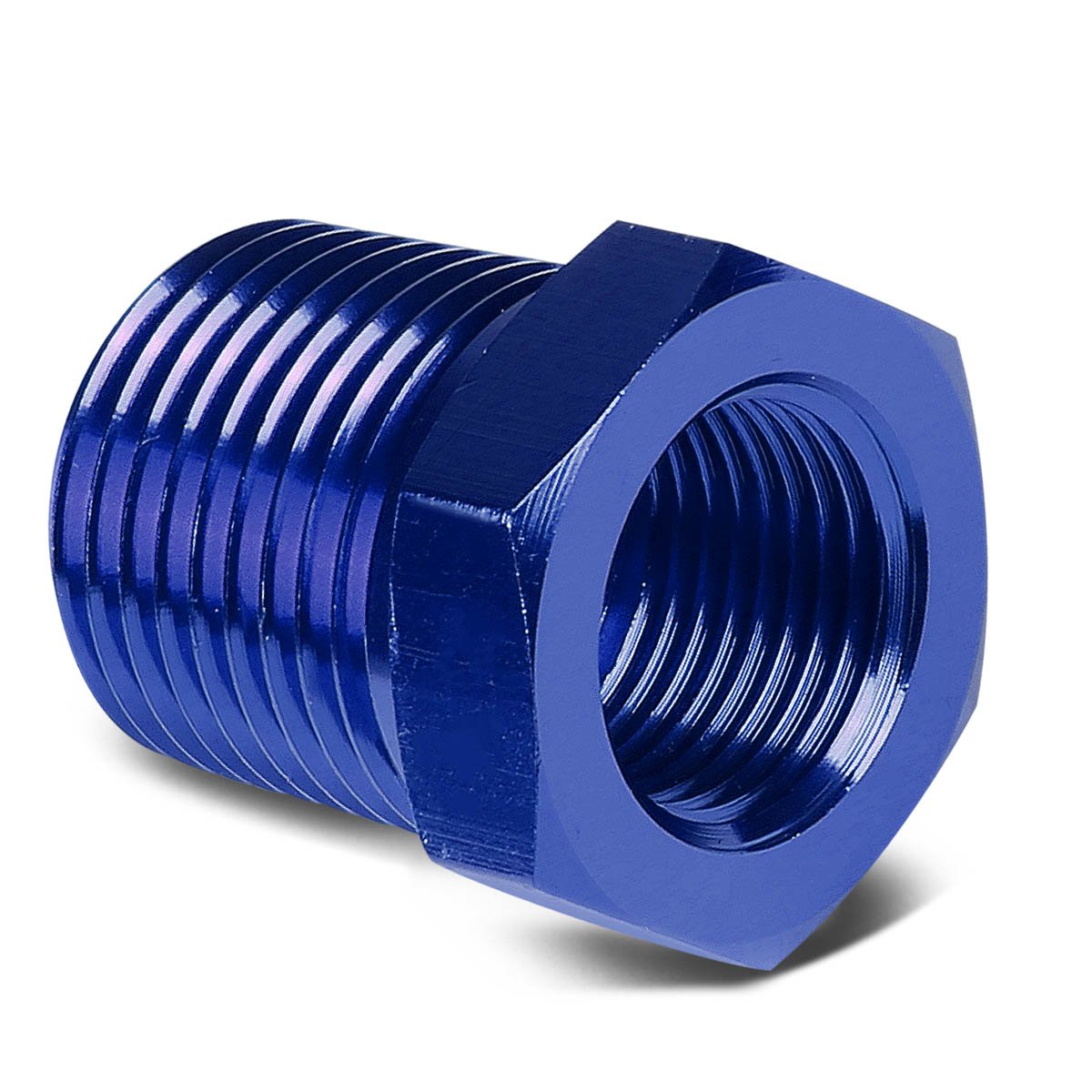 1/2 Inches Male To 3/8 Inches Female Anodized Npt Piping Thread Reducer Adapter Fitting (Blue)