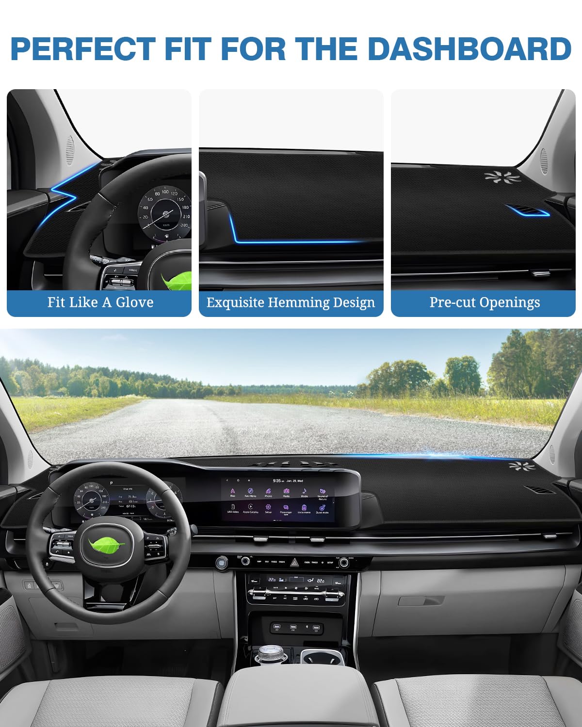 Fiilines Dash Cover Compatible With Kia Carnival 2022 2023 2024 Dashboard Cover Mat For Carnival Accessories Sunshade Nonslip Me