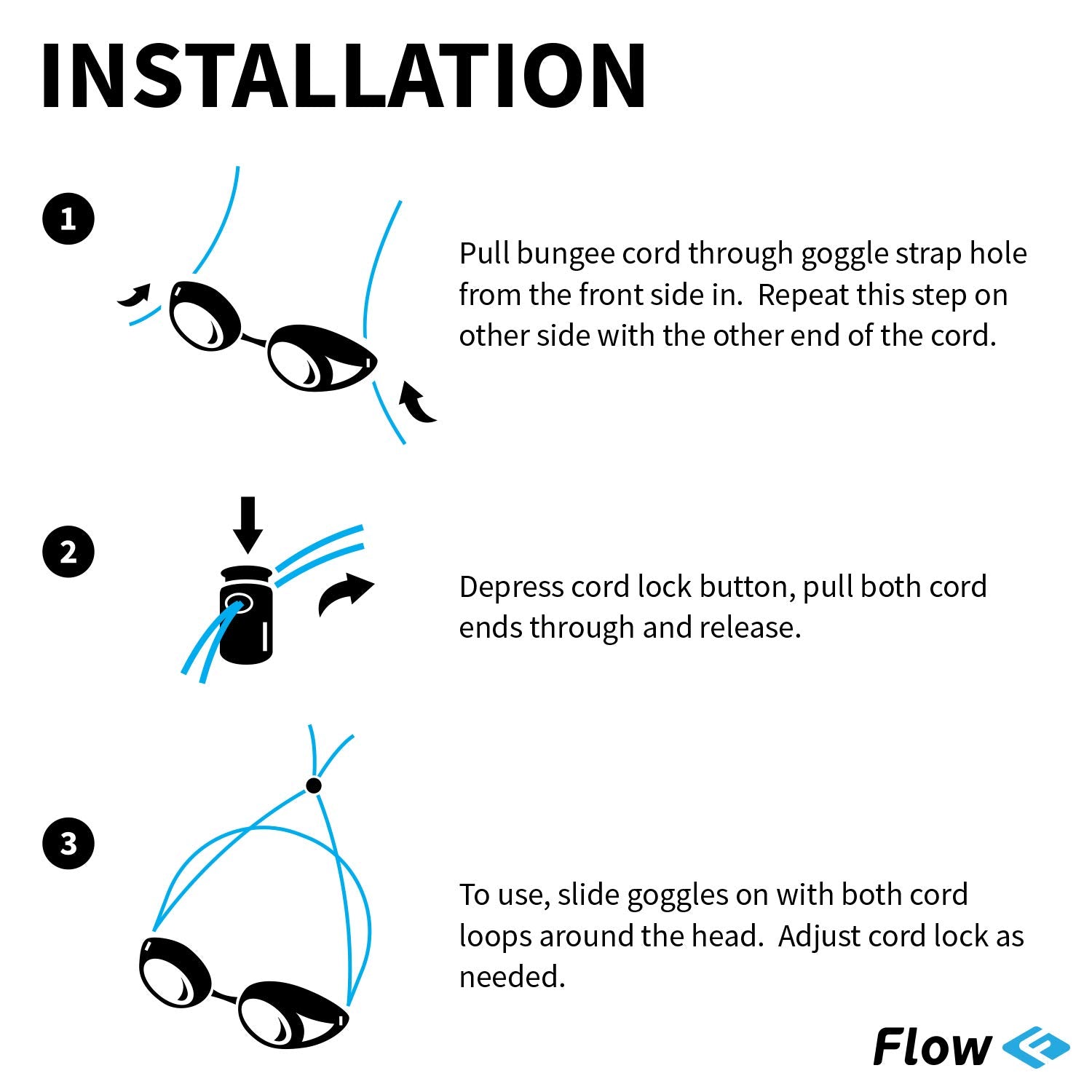 Flow Goggle Strap Kit (2-Pack) - Replacement Bungee Cord Straps For Swim Goggles (Solid Purple)