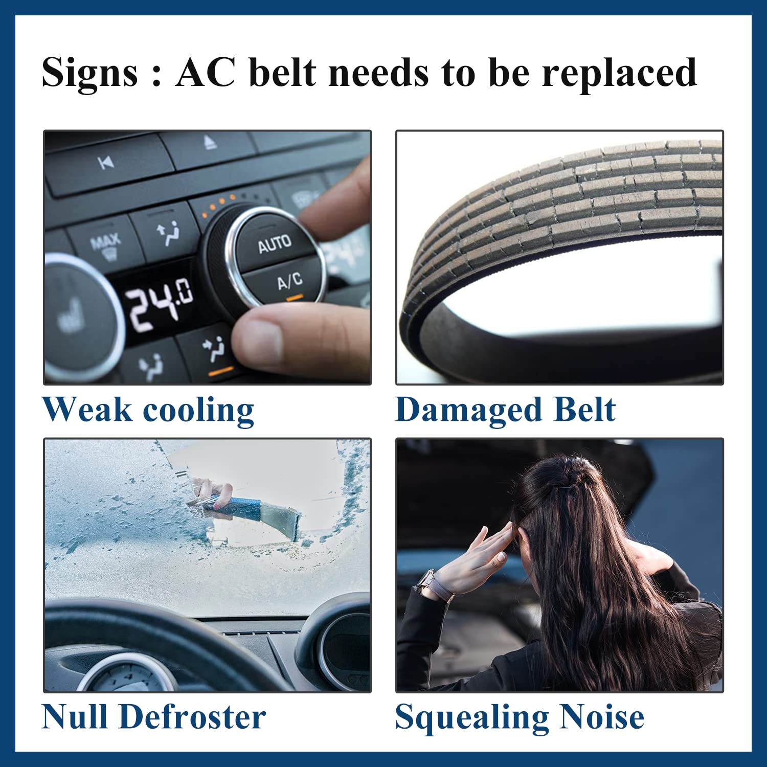 12576447 Ac Belt For Chevy Tahoe Suburban Silverado Avalanche Express, Cadillac Escalade, Gmc Savana Sierra 1500 2500 3500 Yukon Denali, Hummer H2 Air Conditioning Conditioner Belt