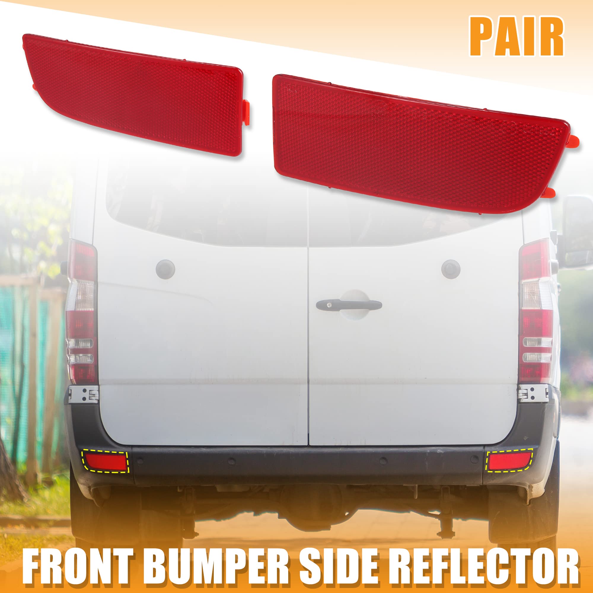 X Autohaux Pair Front Bumper Reflector Side Marker For Mercedes-Benz Sprinter 250 350 2006-2016 9068260040 9068260140 Replace Am