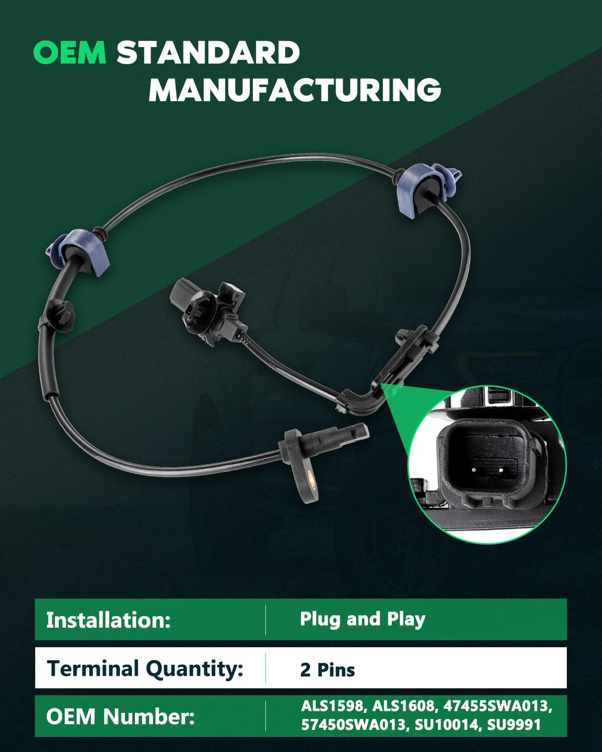 Scitoo 2 Pcs Front Left Right Abs Wheel Speed Sensors Fit For 2007 2008 2009 2010 2011 For Honda Cr-V Als1598 Als1608