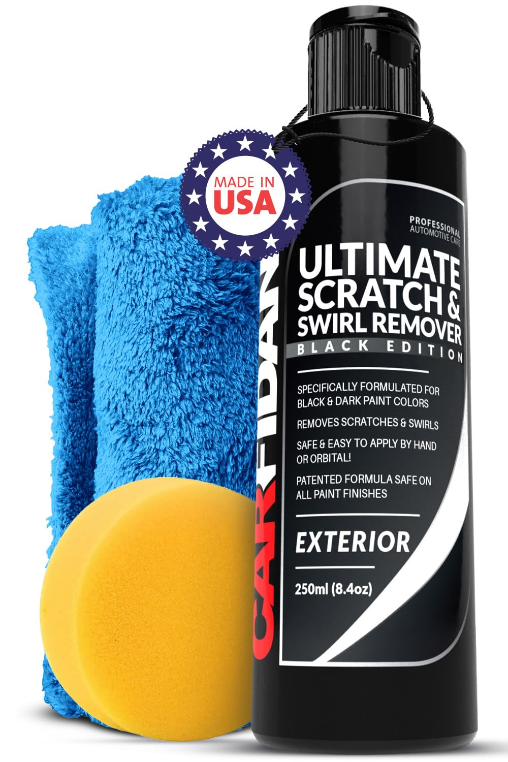 Carfidant Black Scratch and Swirl Remover - Car Scratch Remover for Vehicles Paint - Polishing Compound for Cars with Pad - Cutt