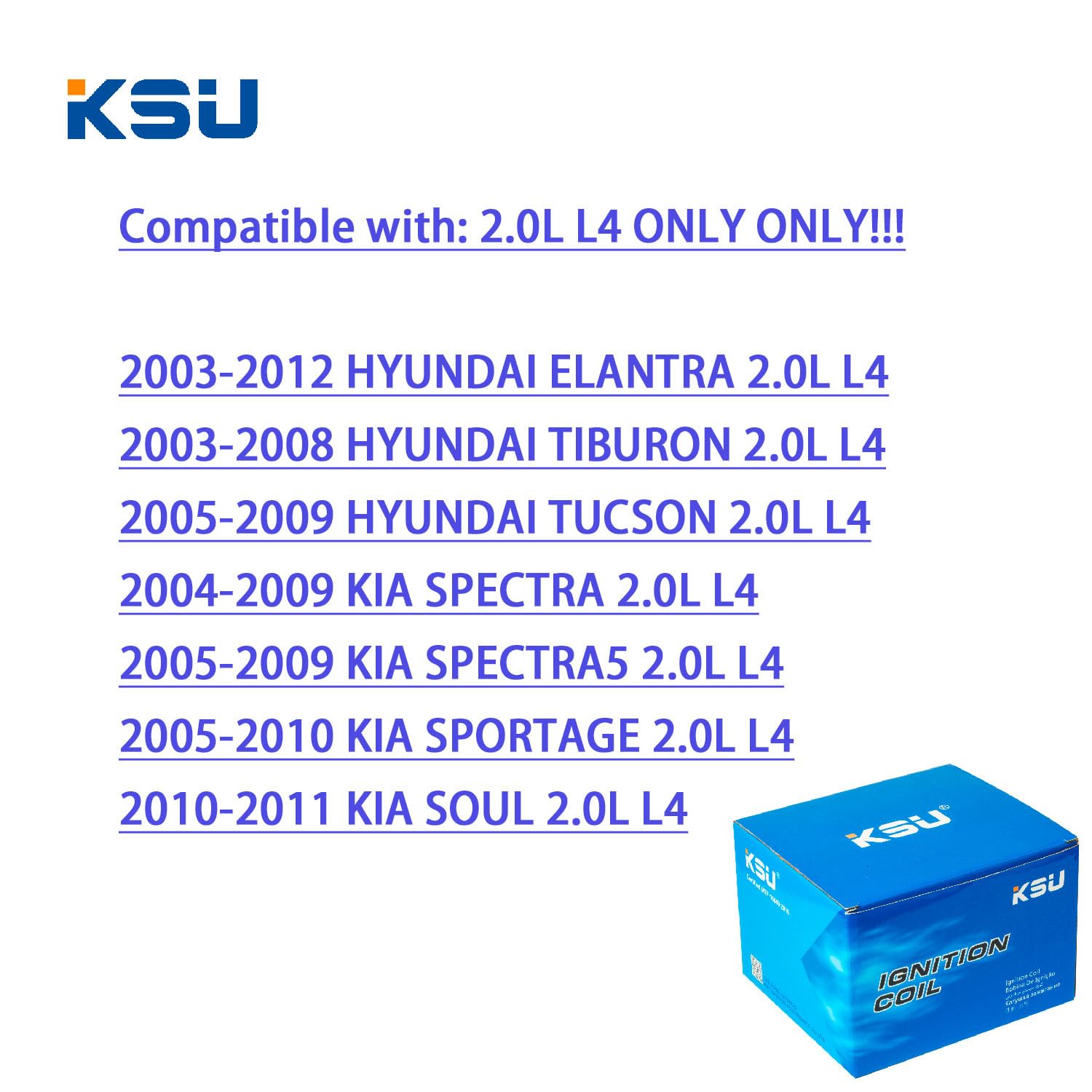 KSU coil pack for Elantra 2.0L L4 2003 2004 2005 2006 2007 2008 2009 2010 2011 2012 uf419