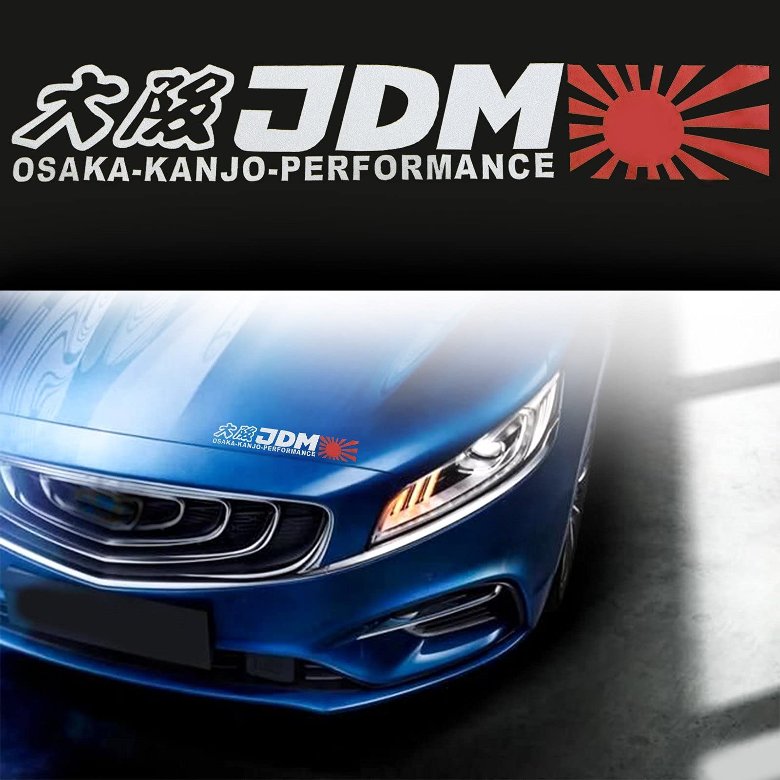 Xotic Tech Osaka-Kanjo-Performance Letter Decal Rising Sun Jdm Vinyl Sticker Decoration Universal Fit (7.87’’ X 1.34)