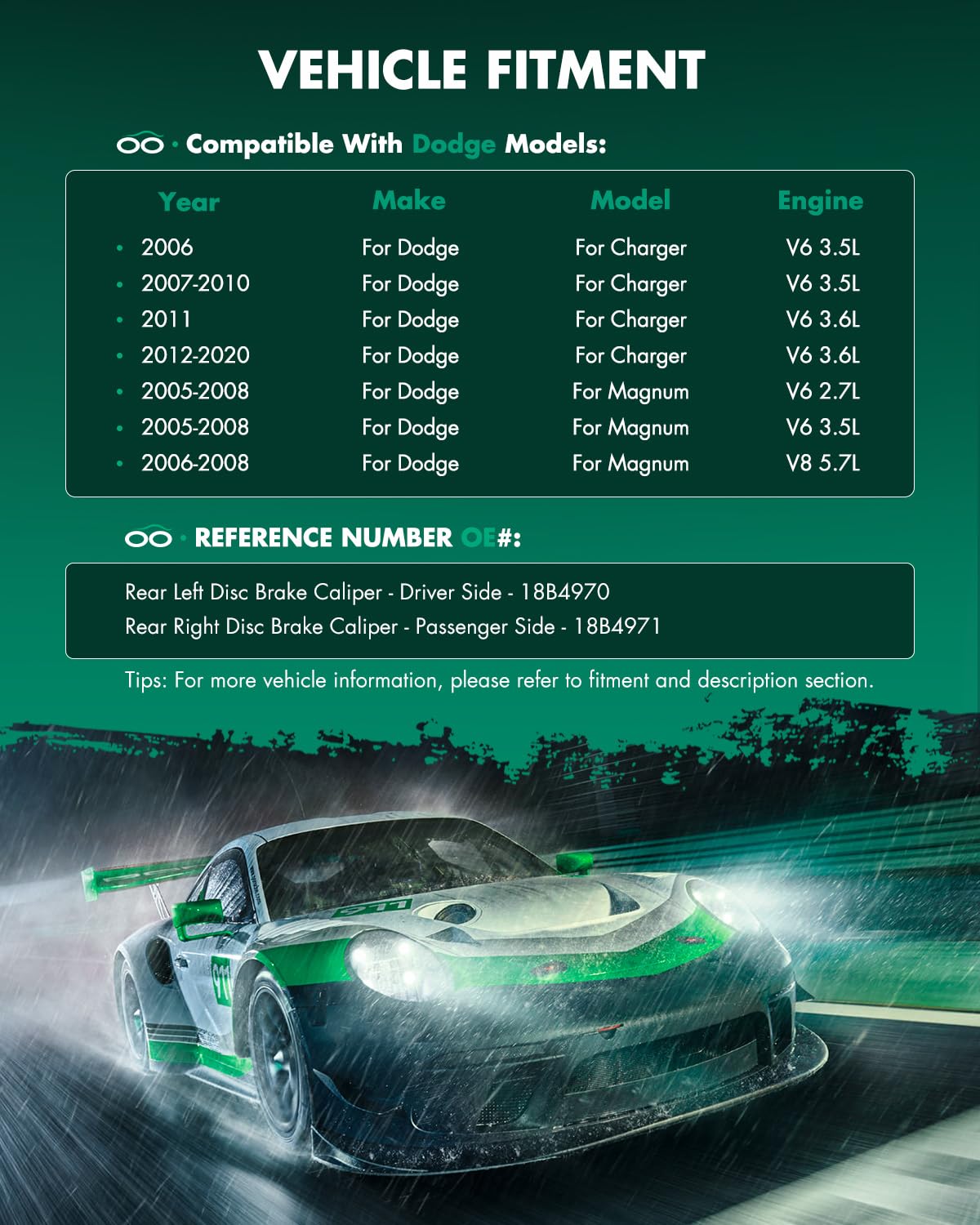 Scitoo Rear Left+Right Brake Calipers With Bracket 18B4970 18B4971 Compatible For Chrysler 300 2005-2018 For Dodge Challenger 20