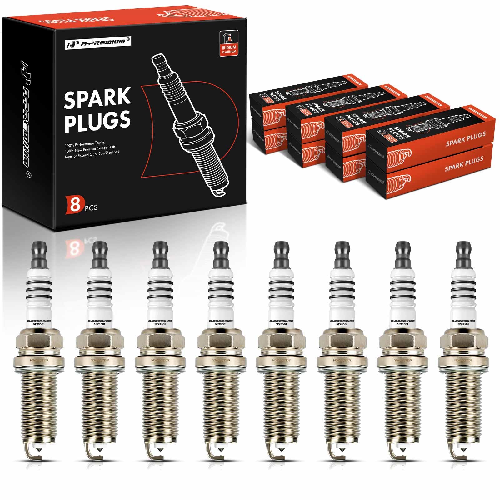 A-Premium Iridium Platinum Spark Plugs (Pack Of 8) Compatible With Nissan Titan 2017-2020, Titan Xd 2016-2020, Armada 2017-2020,