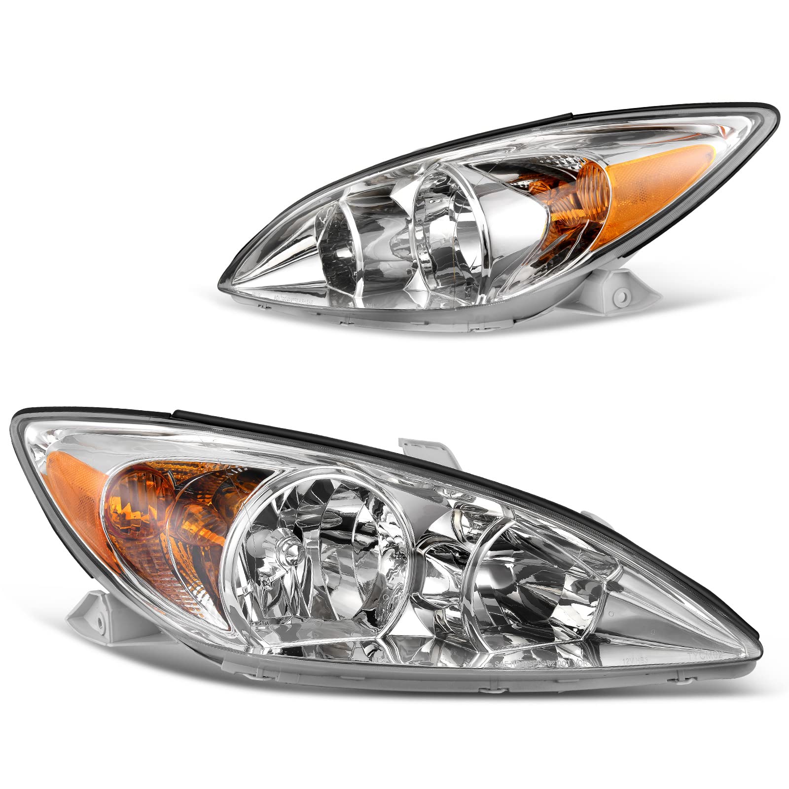 Dwvo Headlight Assembly Compatible With 2002-2004 Camry(Only Fits Le/Xle) Driver And Passenger Side Replacement Headlamps Chrome