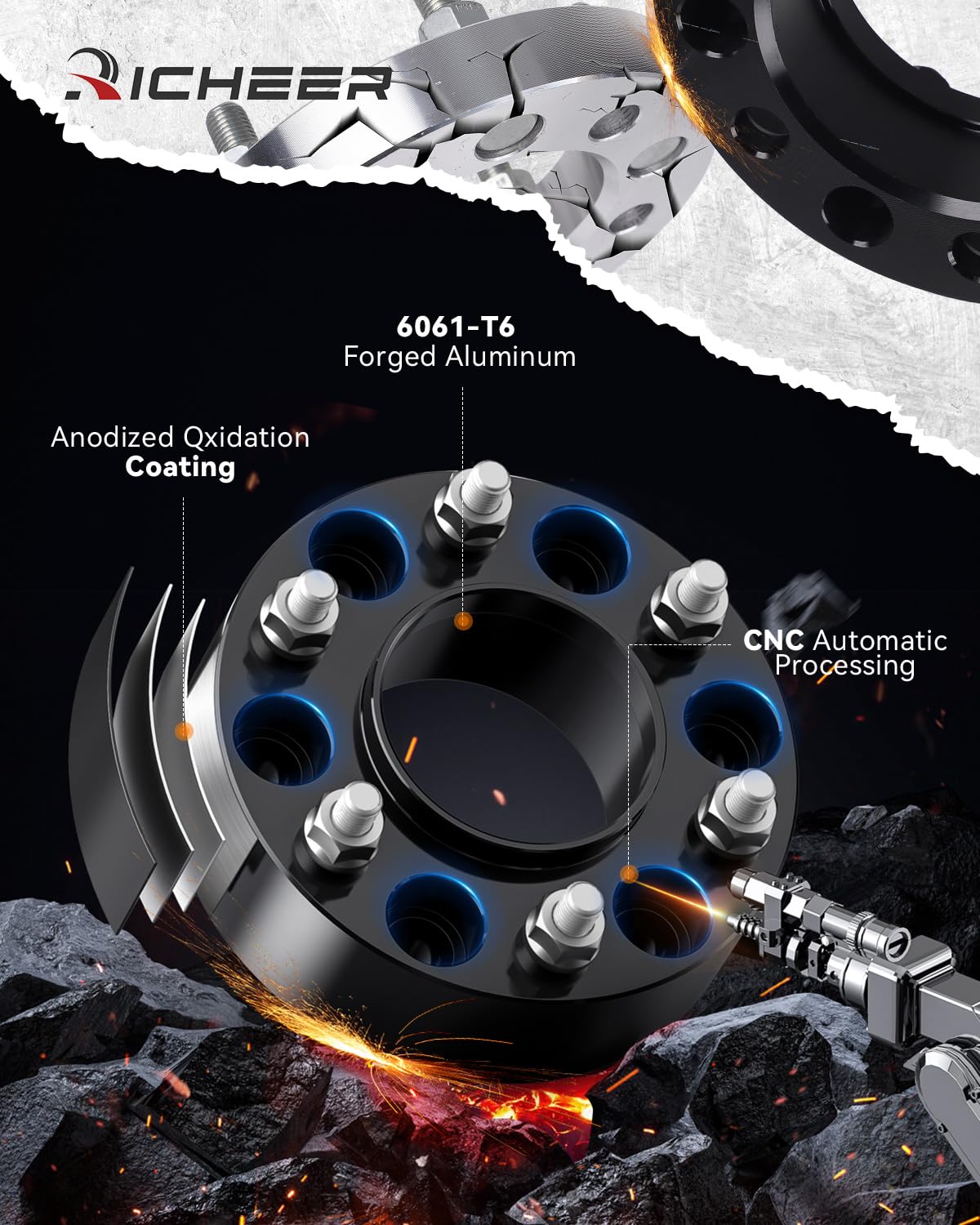 Richeer 1.5'' 6X5.5 Hub Centric Wheel Spacer For Sierra Silverado 1500, 6X139.7Mm Wheel Spacers With 14X1.5 Studs & 78.1Mm Bore