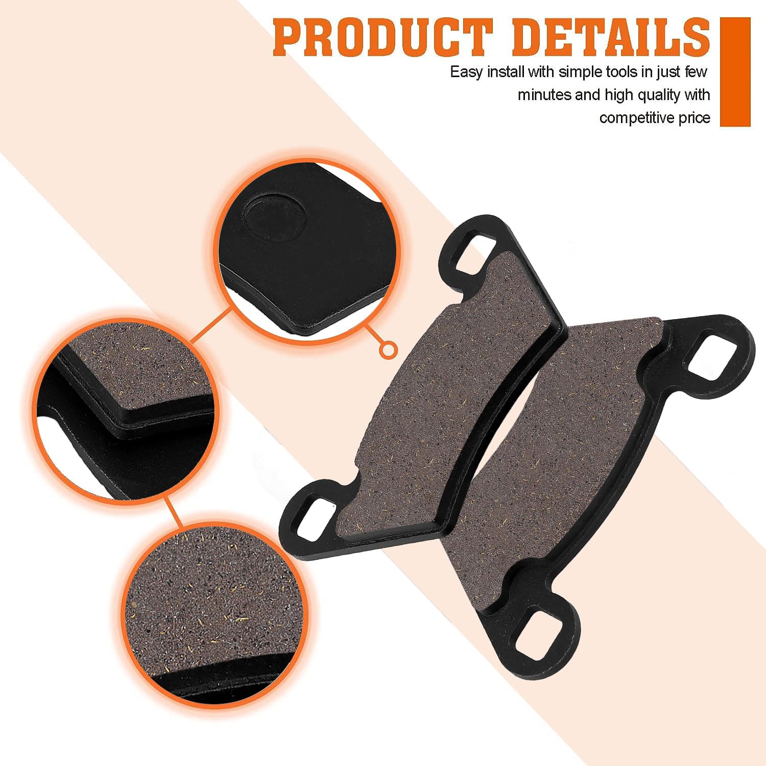 Front & Rear Brake Pads for Polaris Ranger 800 RZR 900 XP Ranger 900 700 570 Ranger 900 XP Ranger 800 XP Ranger Crew 500 RZR 4 8
