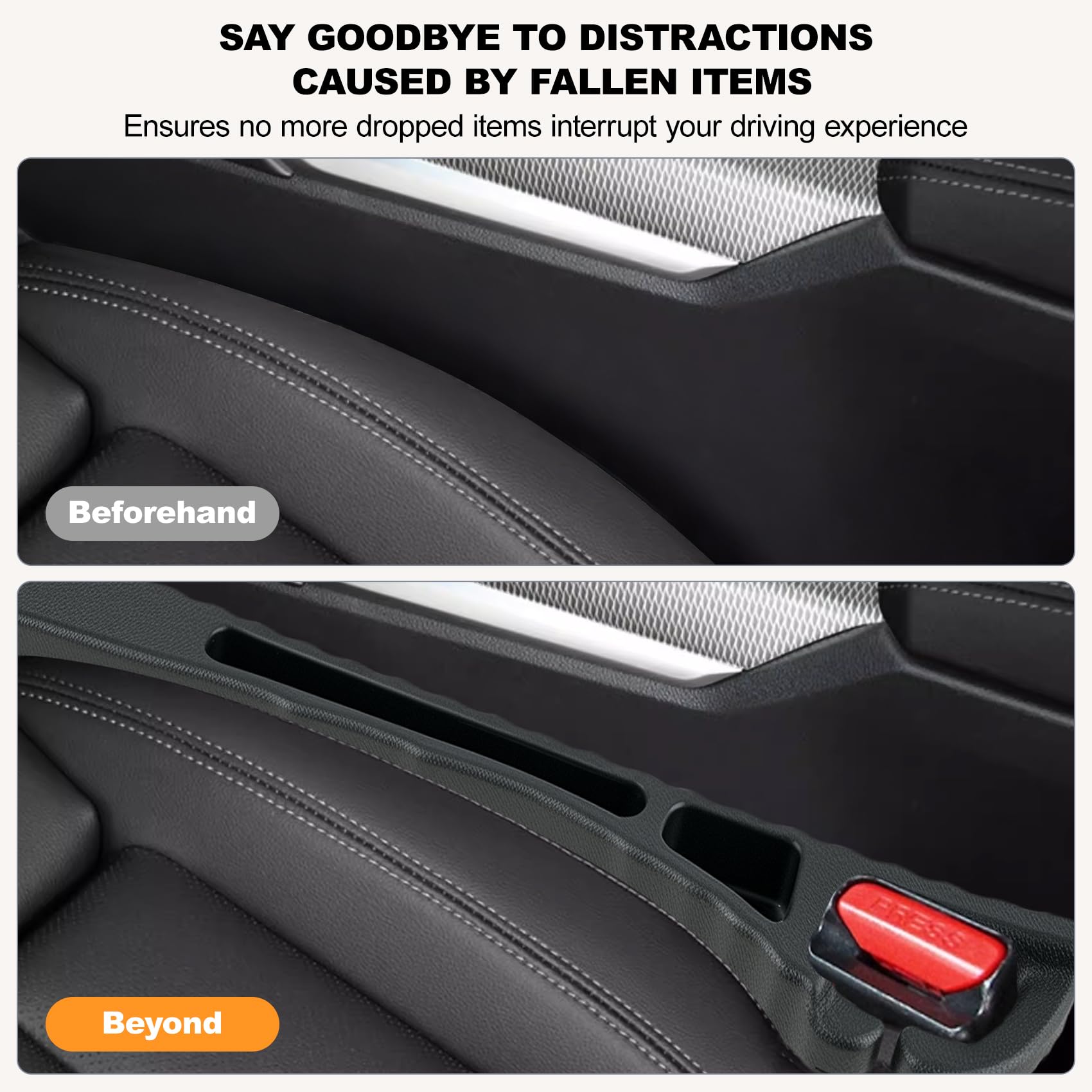 PARAROSE 2PCS Car Seat Gap Filler, Seat Gap Filler for Cars SUV Trucks, Car Essentials, Effectively Prevent Things from Falling
