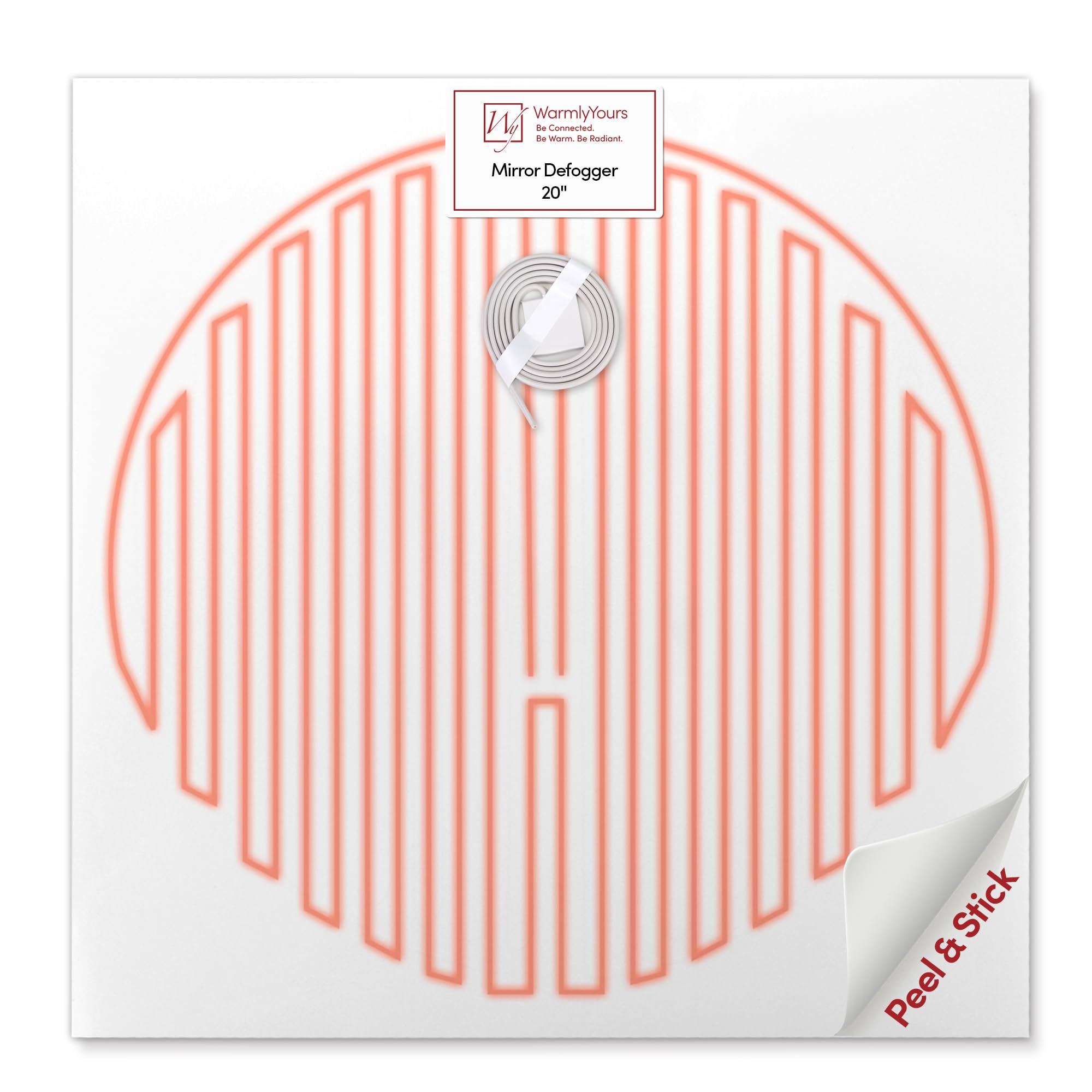 Warmlyyours Clearlyyou Mirror Defogger Circular 20X20 In. Self-Adhesive Electric Steam And Fog Remover For Existing Bathroom Wal