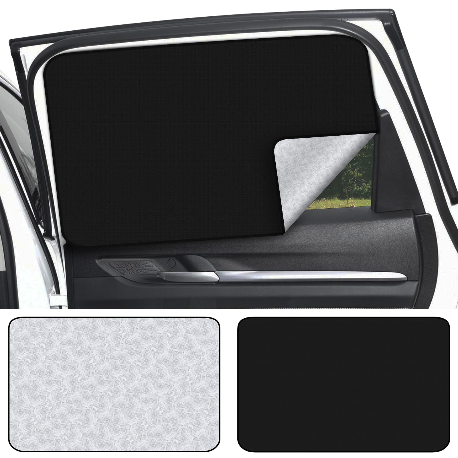 ZATOOTO 2 Pcs Rear Window Covers - Car Side Window Sun Shades - Privacy Magnetic Reflected Sunlight Protection for Baby Child Sl