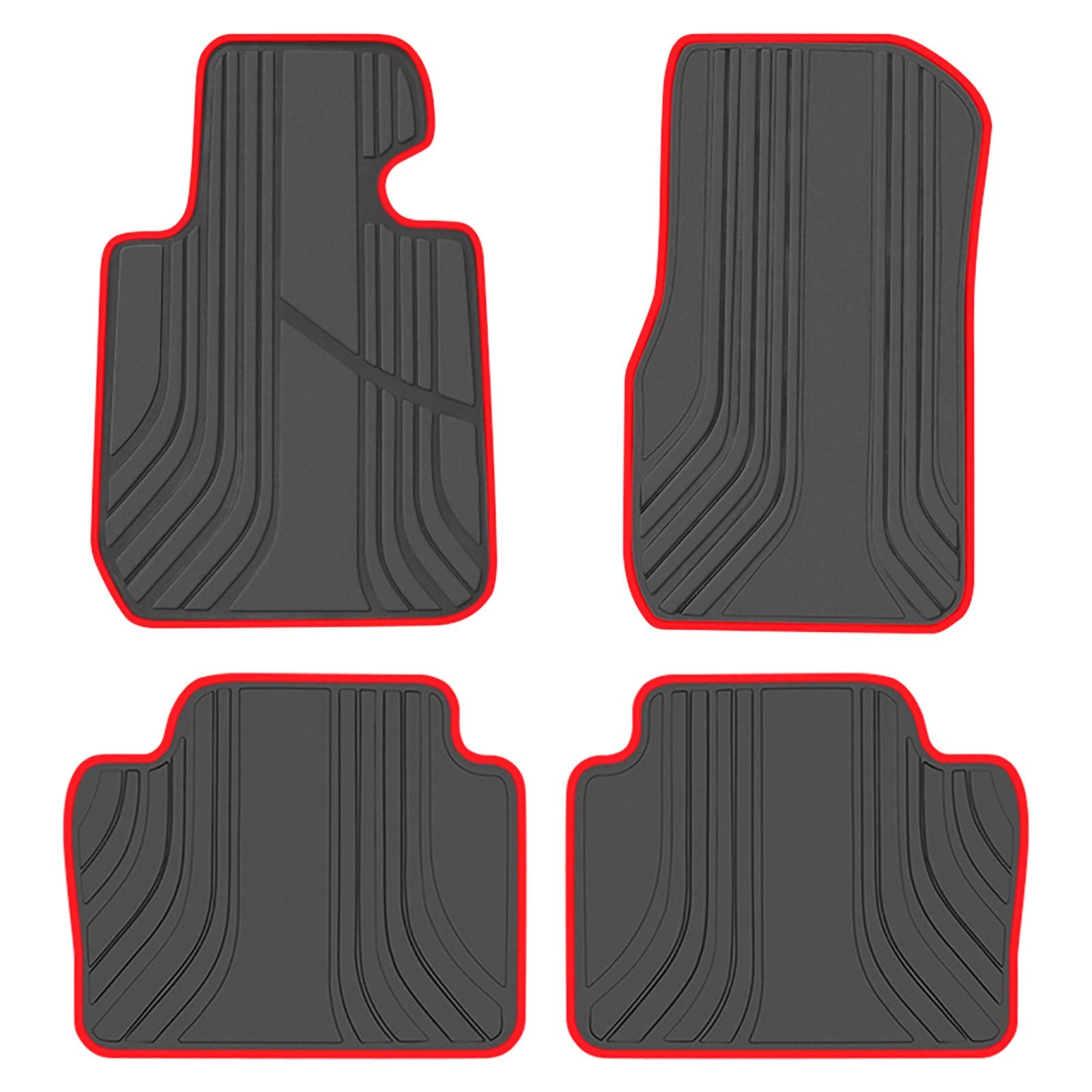San Auto Car Floor Mat For Bmw 3/4 Series Custom Fit F30 F31 F32 F33 F36 320I 328I 335I 2012-2013-2014-2015-2016-2017-2018 Black And Red Rubber Auto Floor Liners Set All Weather Heavy Duty Odorless