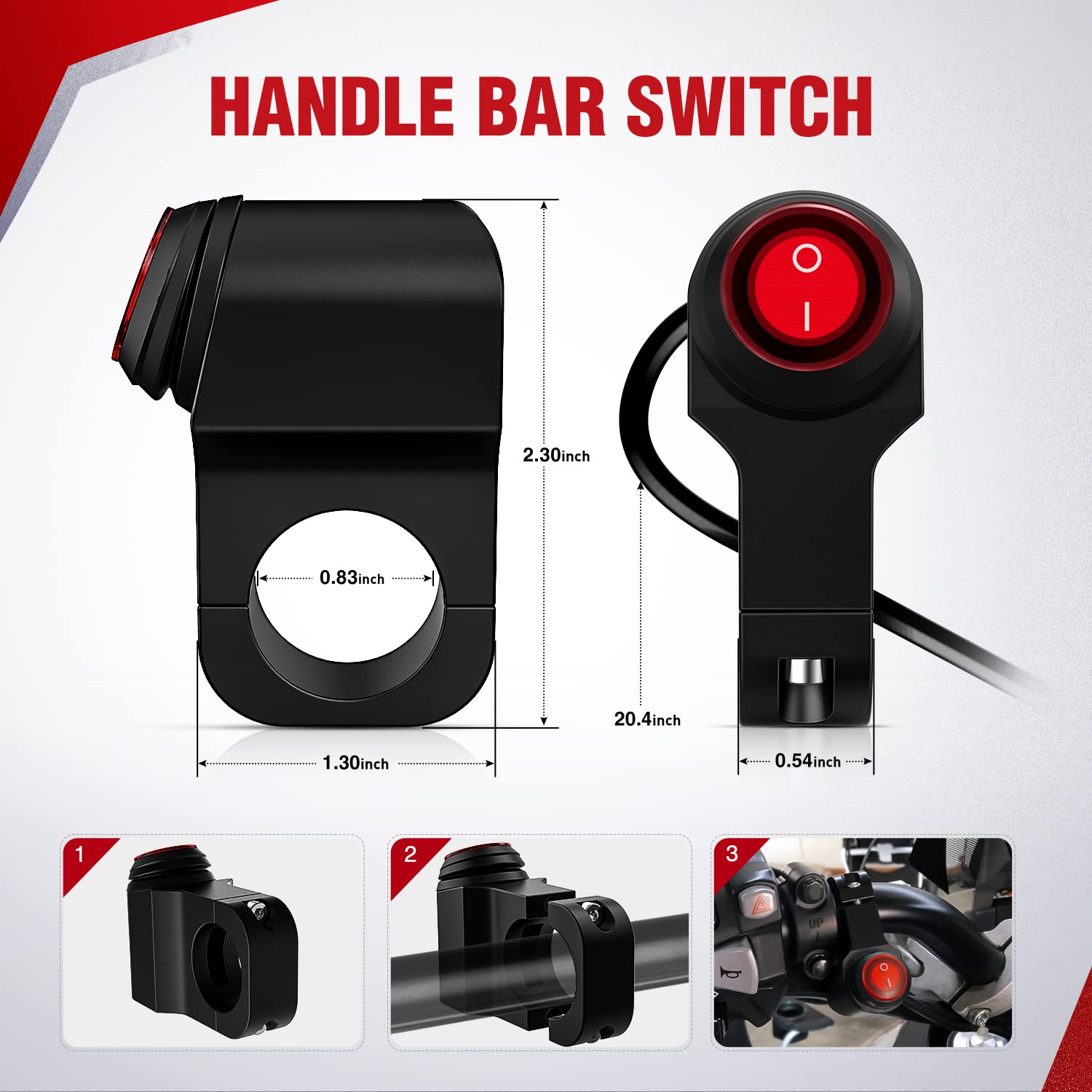 Nilight Motorcycle Handlebar Switch Plug And Play 12V Atv Handlebar Light Switch Push Button Waterproof On Off Switches For Atv Utv Driving Lights- Fits 7/8' Handlebars (22Mm), 2 Years Warranty