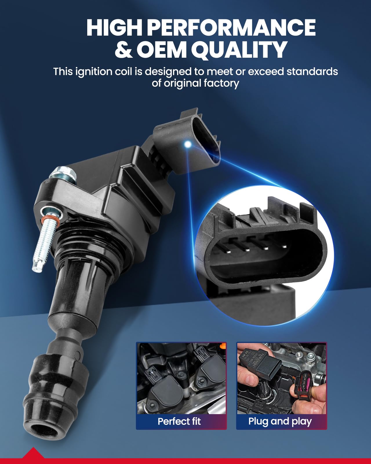 UF491 Ignition Coil Pack,KAX 4 Packs Replacement for Chevrolet 2.4L, 2.2L, 2.0L Turbo - Chevy Malibu, HHR, Cobalt, Equinox, GMC