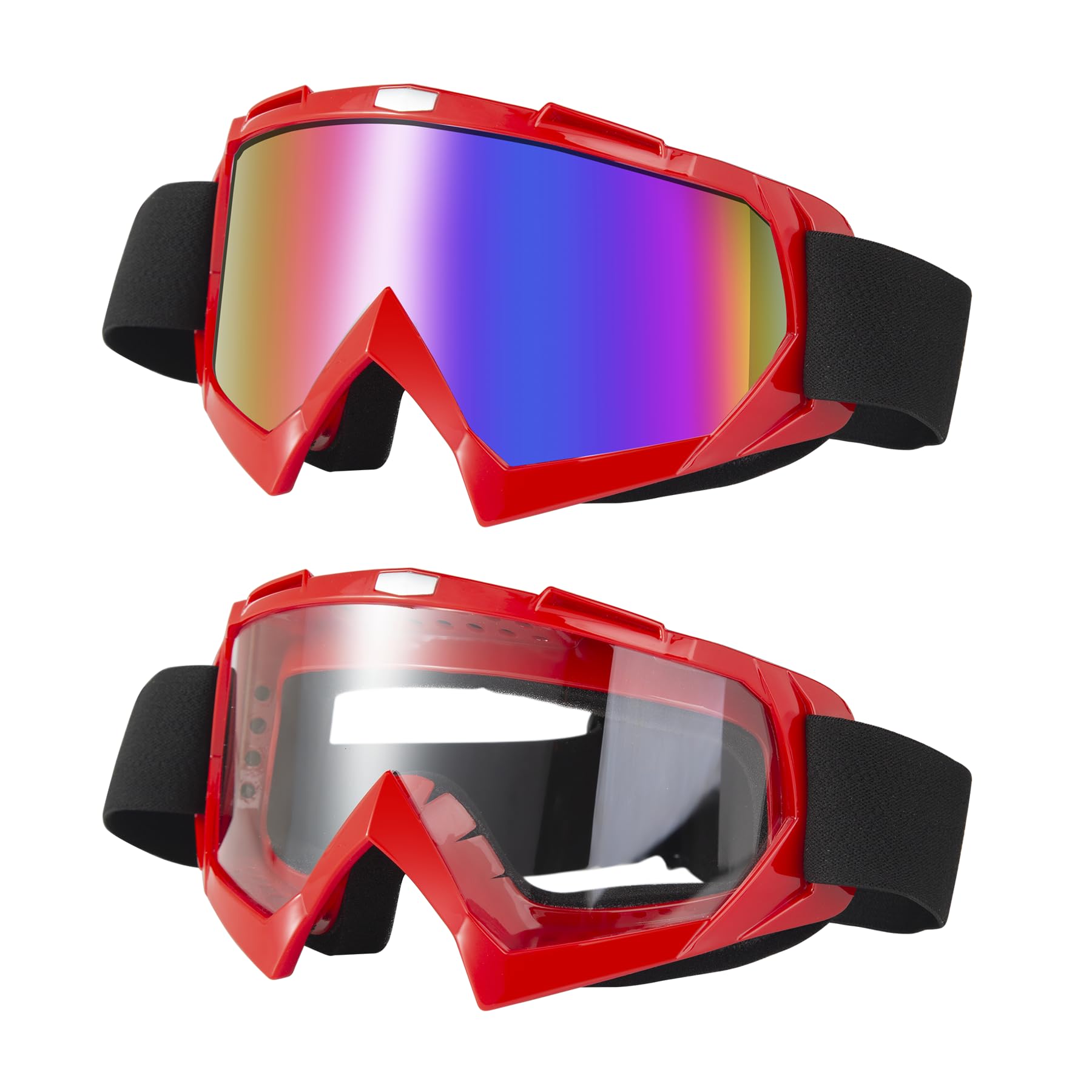 LJDJ Dirt Bike & Motorcycle Goggles 2 Pack - ATV, Riding, Ski & Racing Goggles - Windproof, Offroad Protective Glasses for Men, 