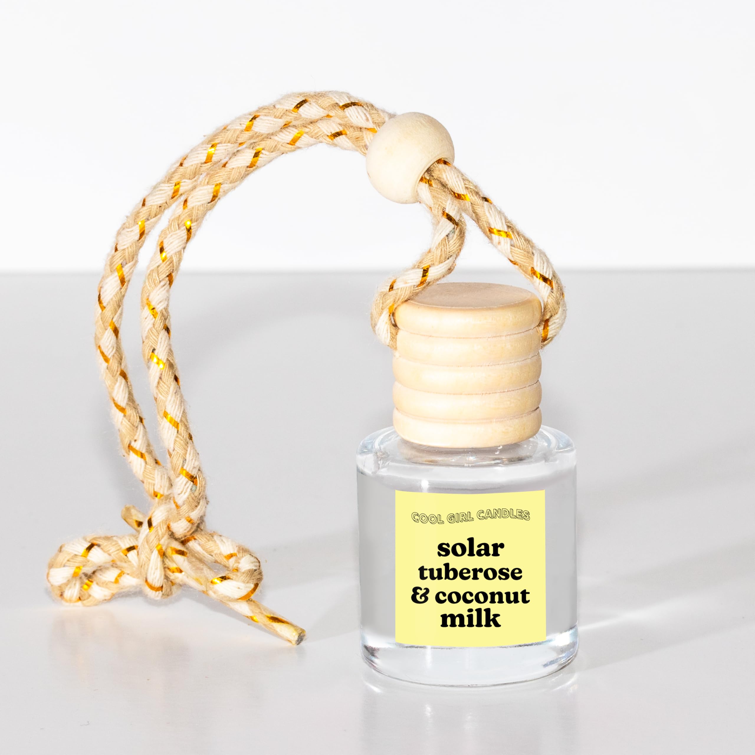 Coolgirlcandles Solar Tuberose Coconut Milk Car Hanging Fragrance Oil Diffuser Car Air Freshener Diffuser For Essential Oils, Sc