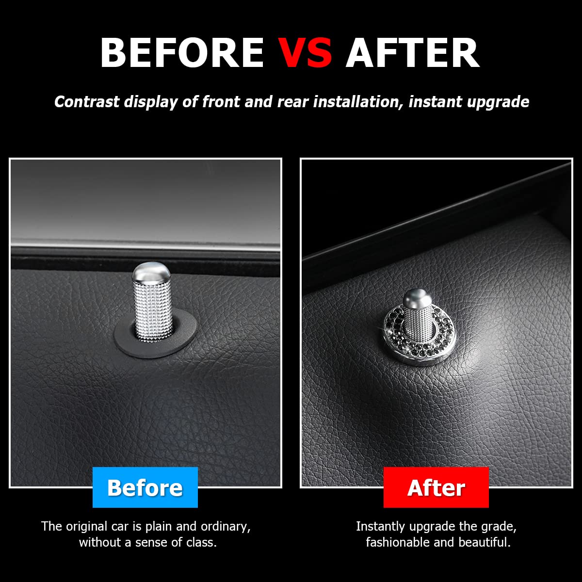 4Pcs Bling Inner Car Door Lock Cover Stickers, Rhinestones Pull Rod Bolt Decorations, Crystal Auto Decals For Women Girls, Spark