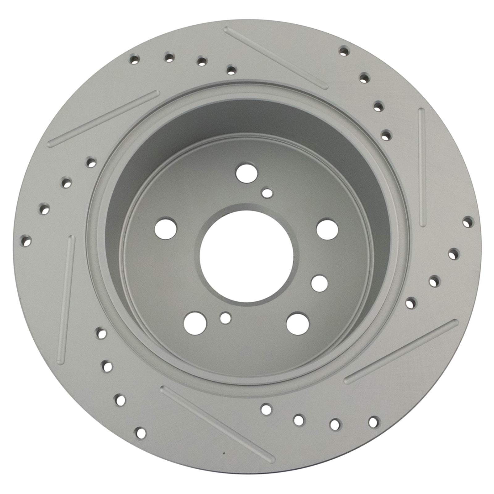 Trq Rear Performance Brake Rotors Set Solid Premium G-Coated Cross Drilled & Slotted Compatible With 2007-2012 Lexus Es350 2008-