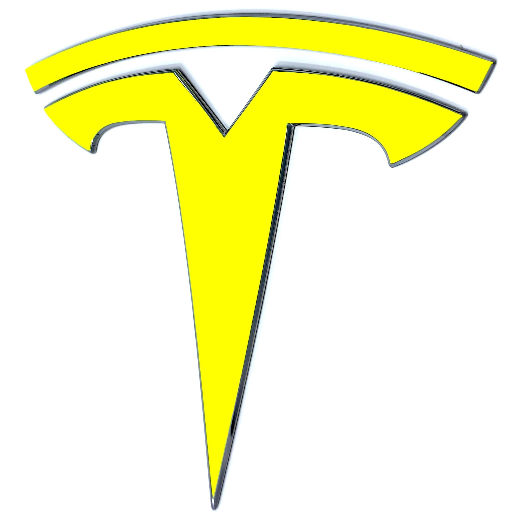 Logo Decal Wrap For Tesla Model Y, 4-Pc Set (Neon Yellow)