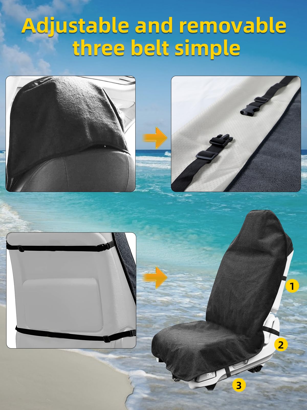 ZIMABLUE Terry Cloth seat Cover Universal Waterproof Car Sport Towel Seat Cushion Non-Slip Sweat-Absorbent Towel Cloth Suitable