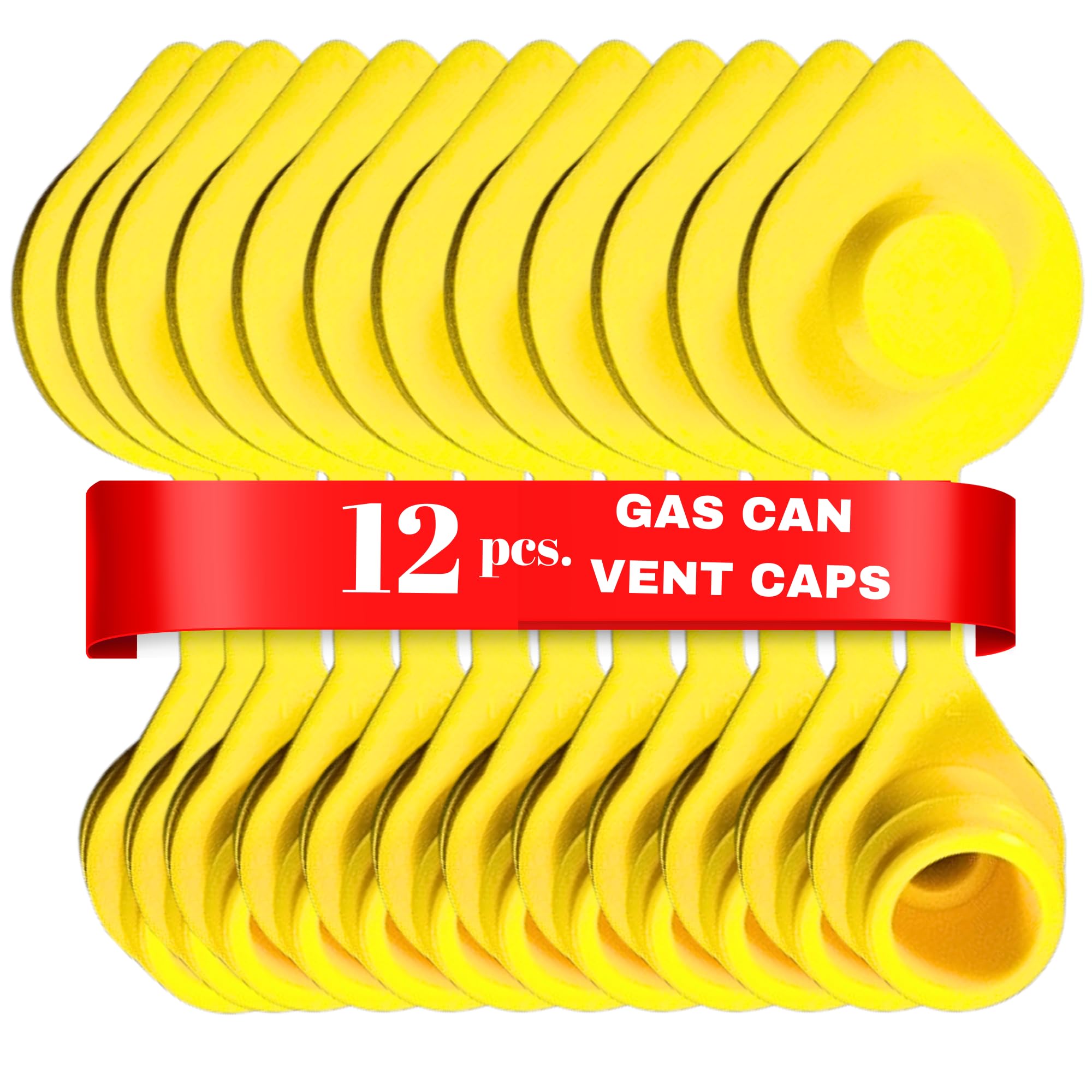 12pcs Yellow Gas Can Vent Caps - Can Vents for Plastic Cans & Metal Fuel Jugs, Vent Kit for Blitz Gas Can, Fuel Can Vent Caps fo