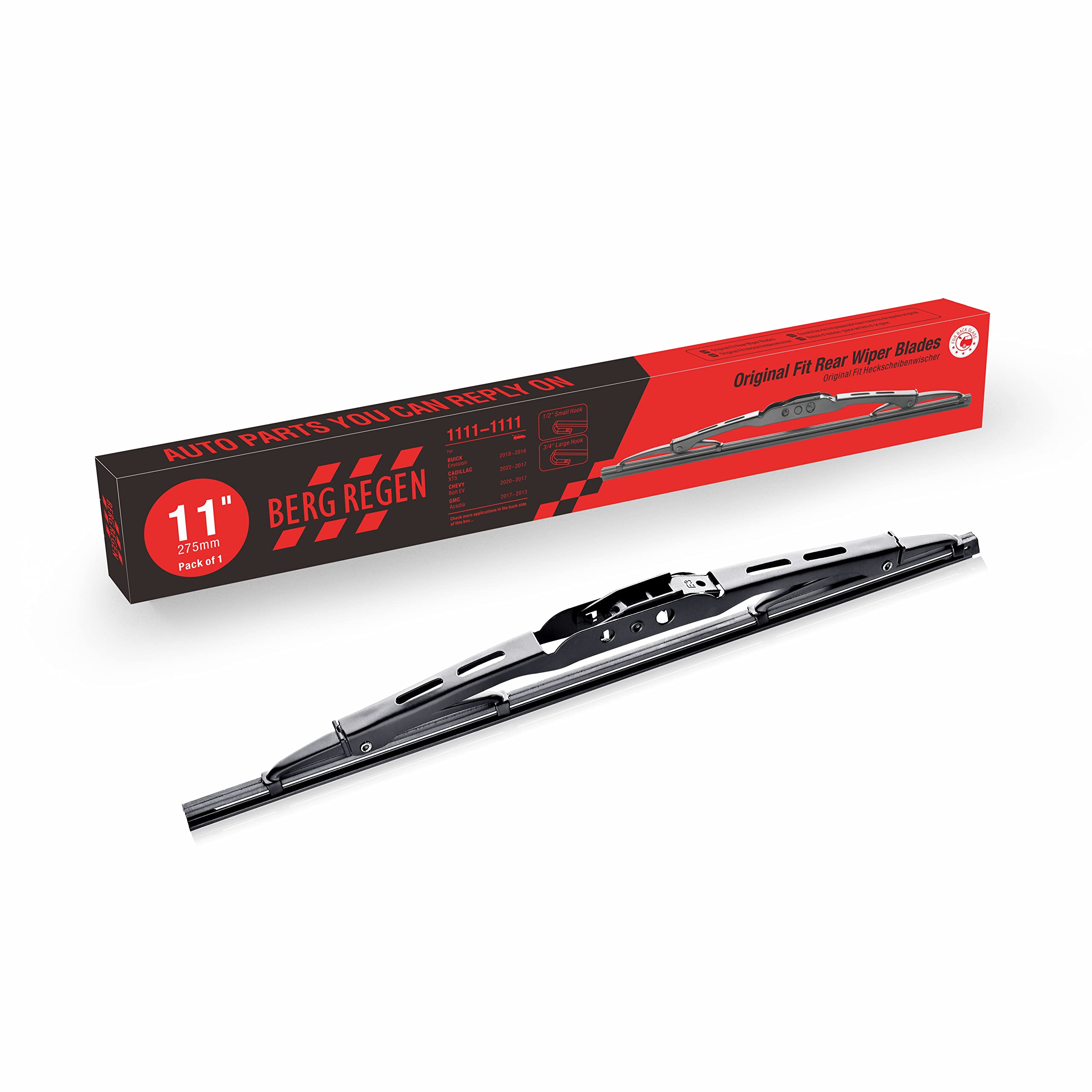 Berg Regen Rear Wiper Blades 11 Inch(11-1), Replacement For Gmc Acadia 2017-2013, Cadillac Spx 2016-2010, Cadillac Xt5 2022-2017