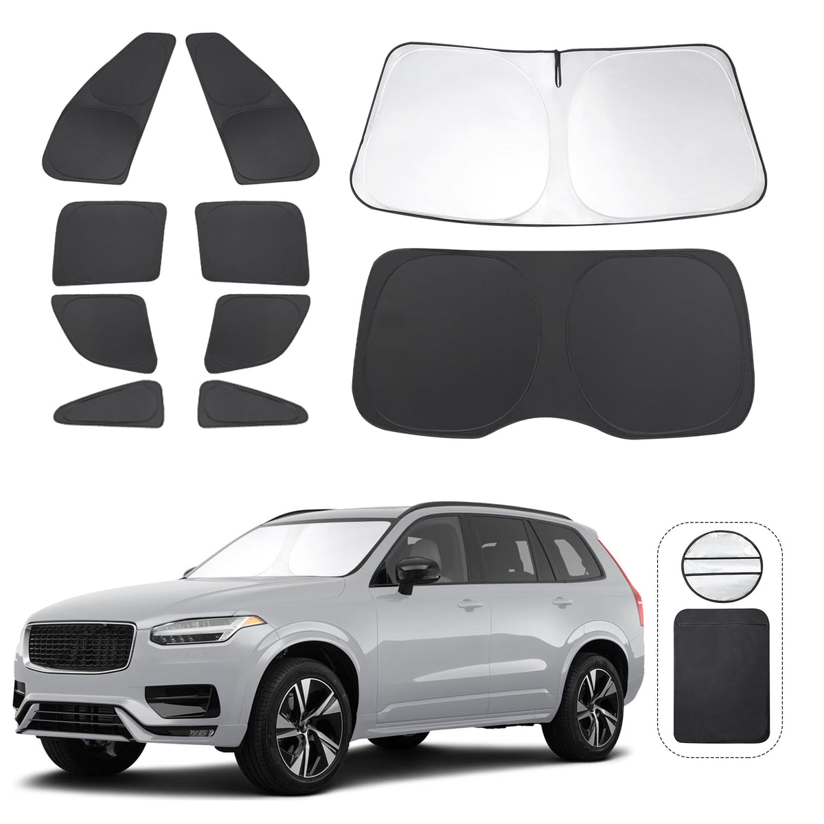TINGLU Window Shades for Volvo XC90 2016-2024 2025 Accessories Car Side Full Windows Rear Triangular Windshield Sun Shade Sun UV