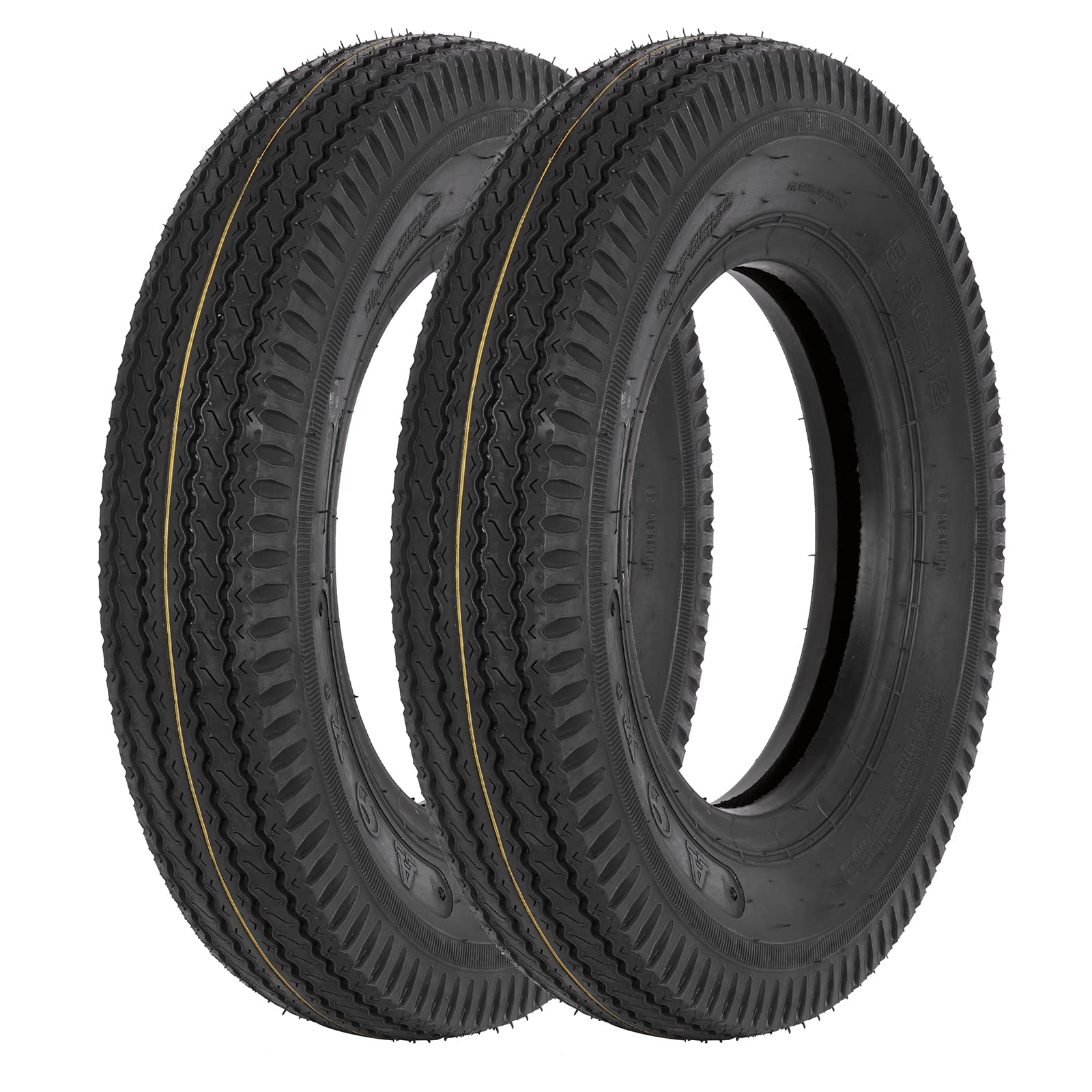Set Of 2 Hykolity Highway Boat Utility Trailer Tire 5.30-12 5.3-12 530-12, Load Range C, Lrc 6Pr