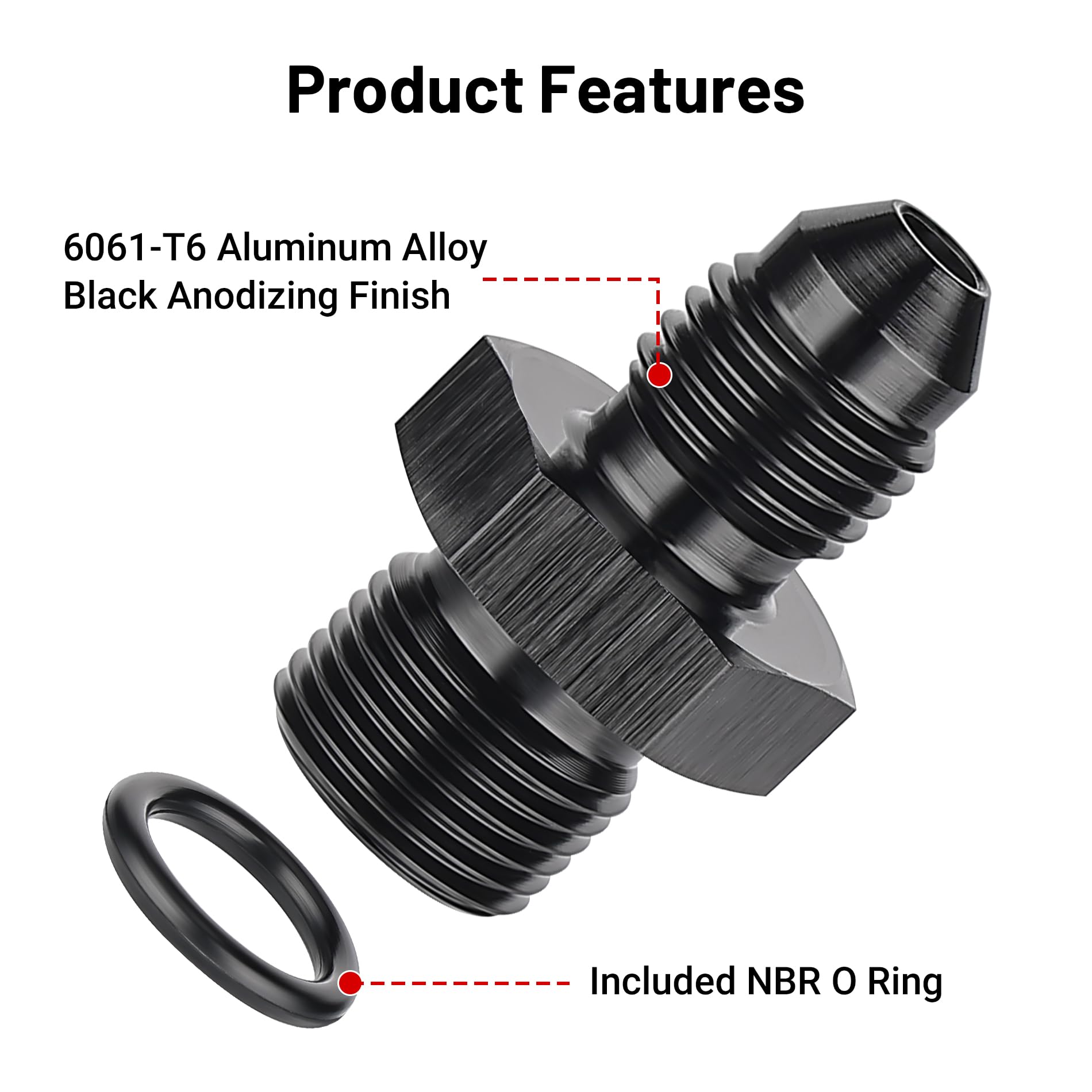 Evil Energy 3An Male Flare To M12 X 1.0Mm Male Metric Fitting Adapter Aluminium Alloy 2Pcs