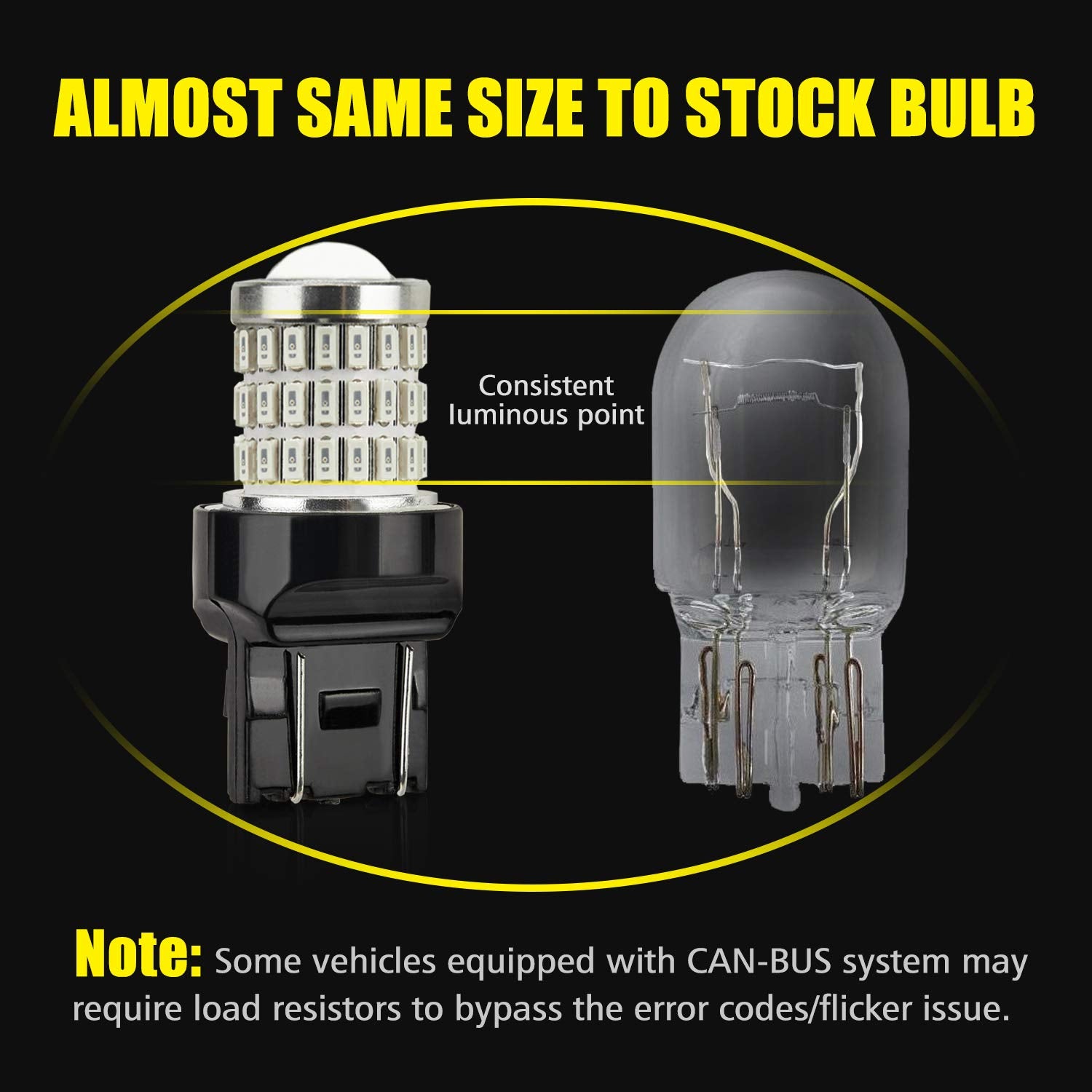 Auxlight 7440 7441 7443 7444 T20 992 W21W Led Bulbs Brilliant Red, Ultra Bright 57-Smd Led Replacement For Brake/Tail Lights, Blinker Lights, Turn Signal/Parking Or Running Lights (Pack Of 2)