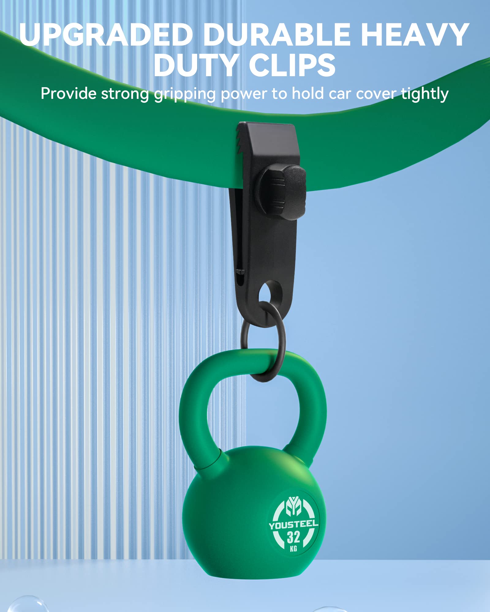 Luckystraps Car Cover Gust Straps With Heavy Duty Clips, Car Cover Wind Protector With Uv Resistance, Protect Your Car Cover From Blowing Off In High Winds, Fit For All Cars From 4.2 Ft To 8.8 Ft