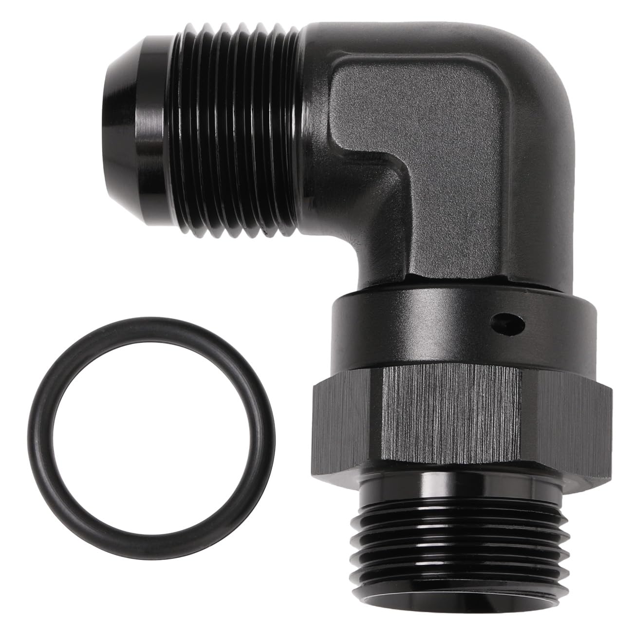 Podavelle 10An Male Flare To 10An -10 Orb O-Ring Boss 90 Degree Swivel Fitting Adapter Aluminum Black