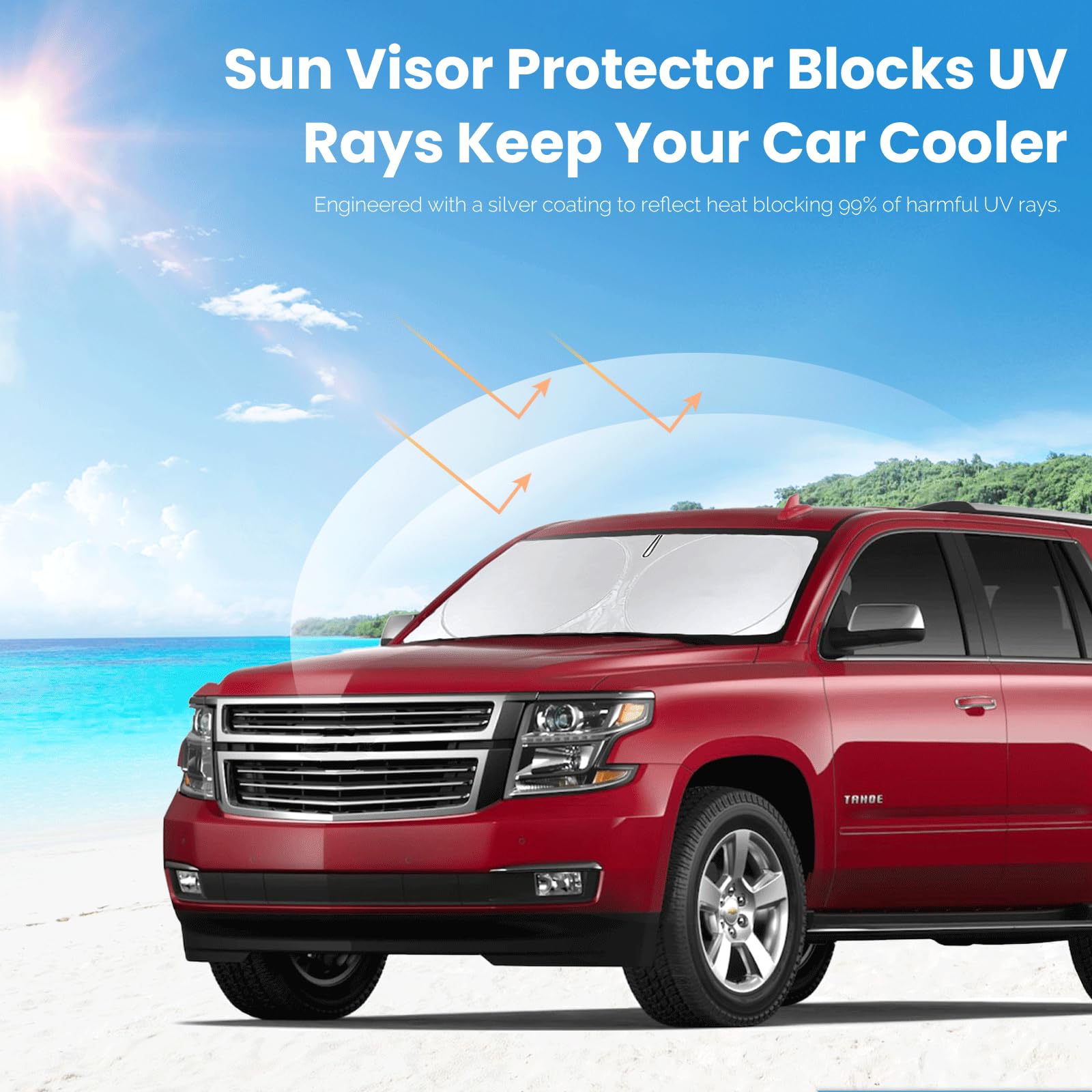 For Chevy Tahoe Windshield Sun Shade Foldable Sunshade-Custom Fit 2015-2020 Tahoe Suv Accessories For Chevrolet Windshield Cover