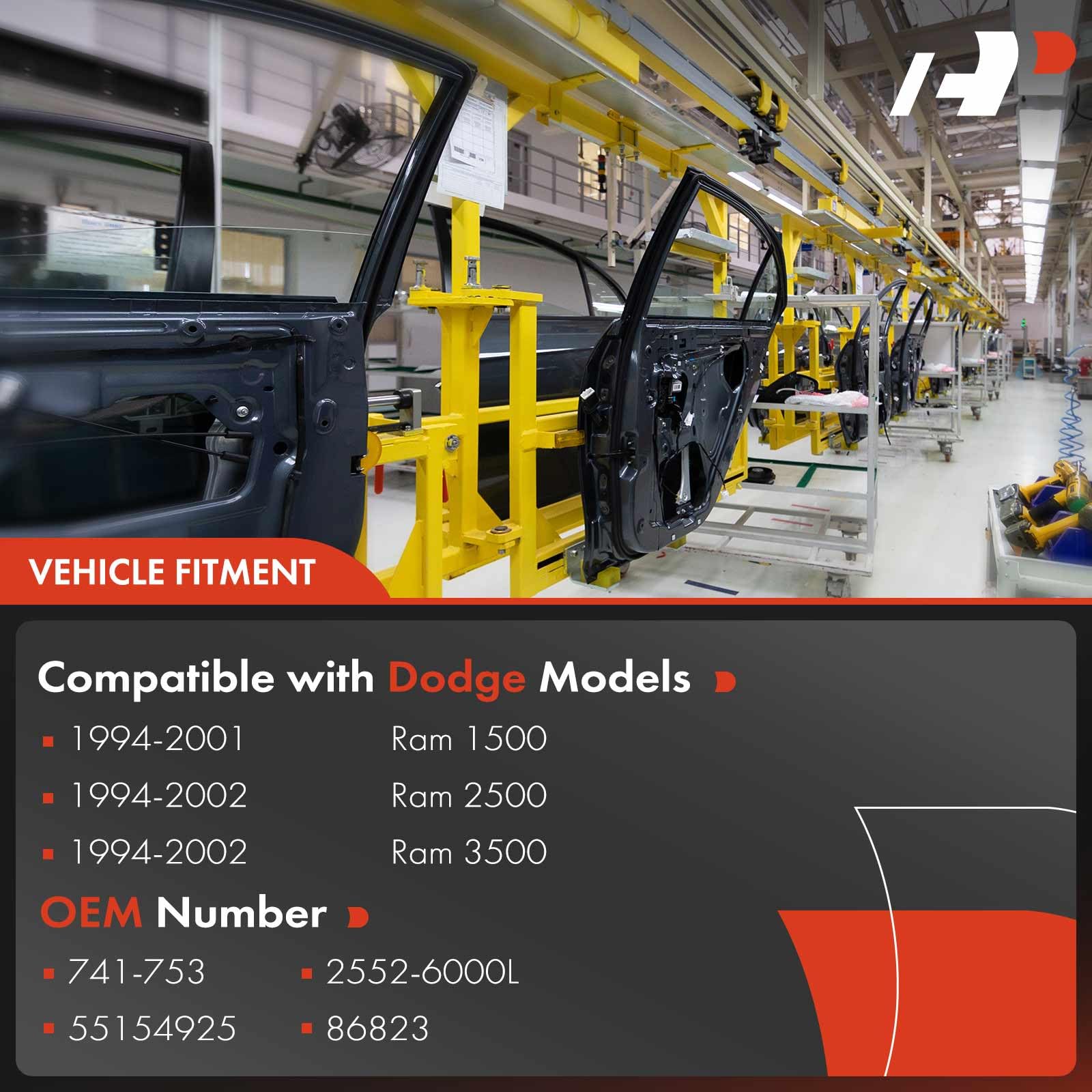 A-Premium Power Window Regulator With Motor Replacement For Dodge Ram 1500 1994-2001 Ram 2500 3500 1994-2002 Front Left Driver S