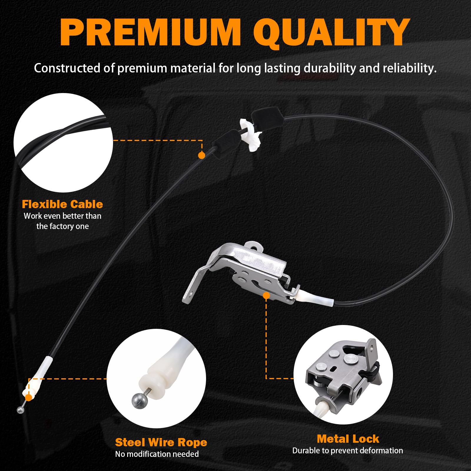 Yinlowa Rear Door Latch Cable for 1992-2009 Ford E350 E250 E150 Van, Black, Rear Left Upper, Replace Part # 6C2Z-154